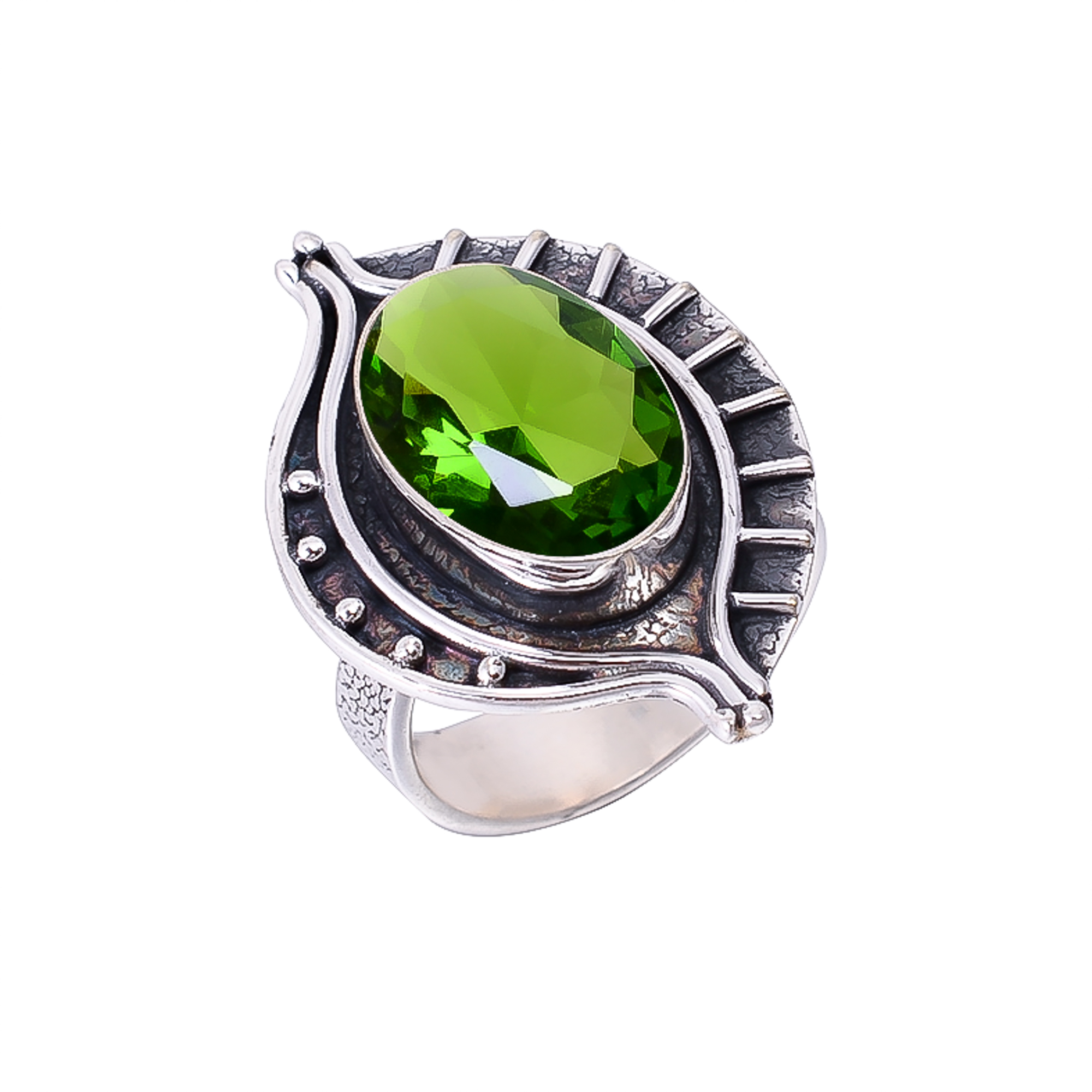 Green Tourmaline - Simulated 925 Sterling Silver Ring