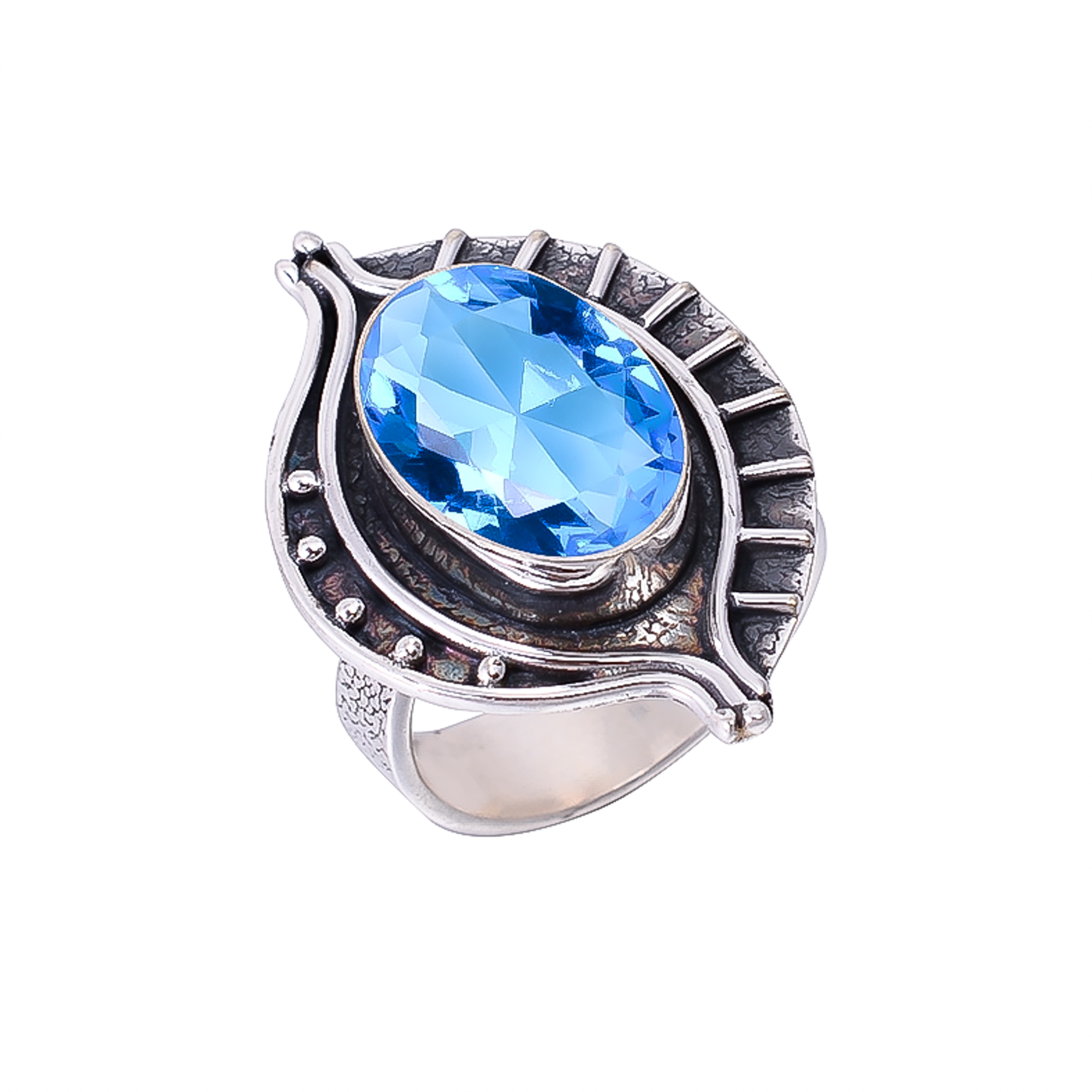 Blue Topaz - Simulated 925 Sterling Silver Ring