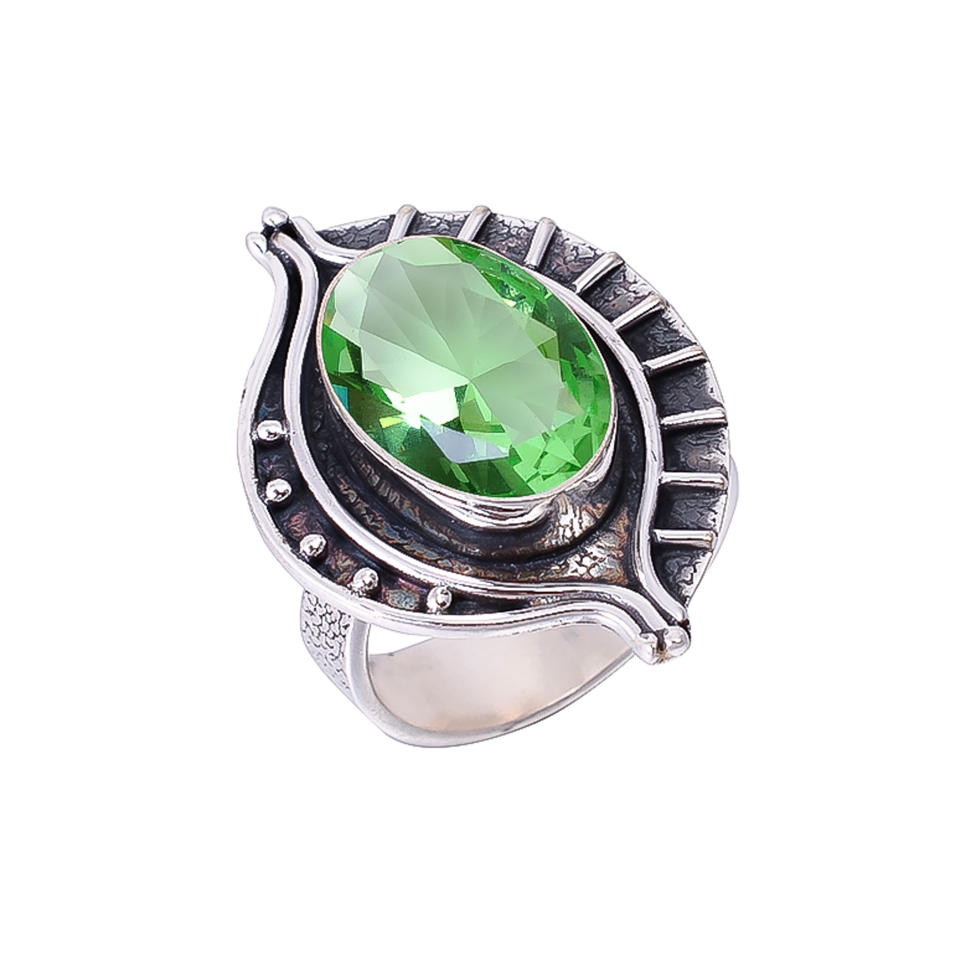Green Amethyst - Simulated 925 Sterling Silver Ring