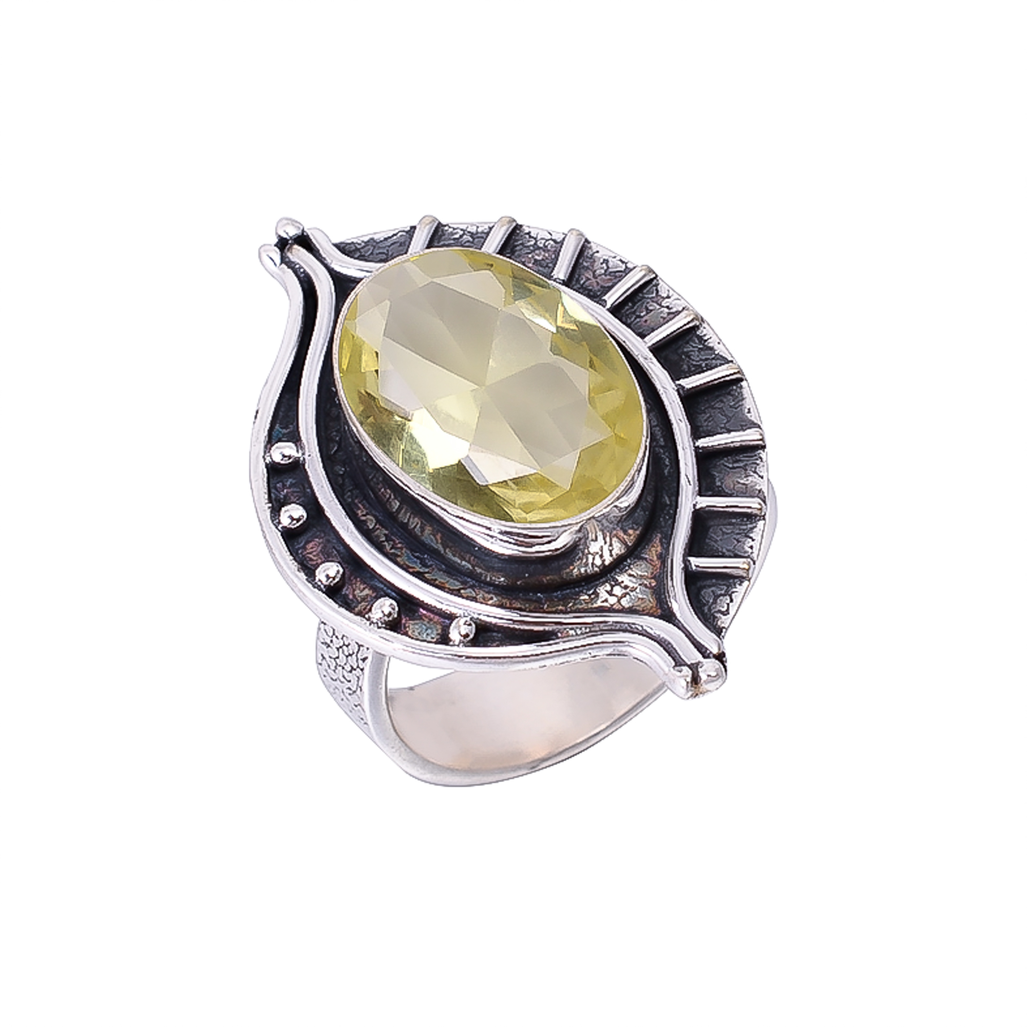 Lemon Quartz - Simulated 925 Sterling Silver Ring