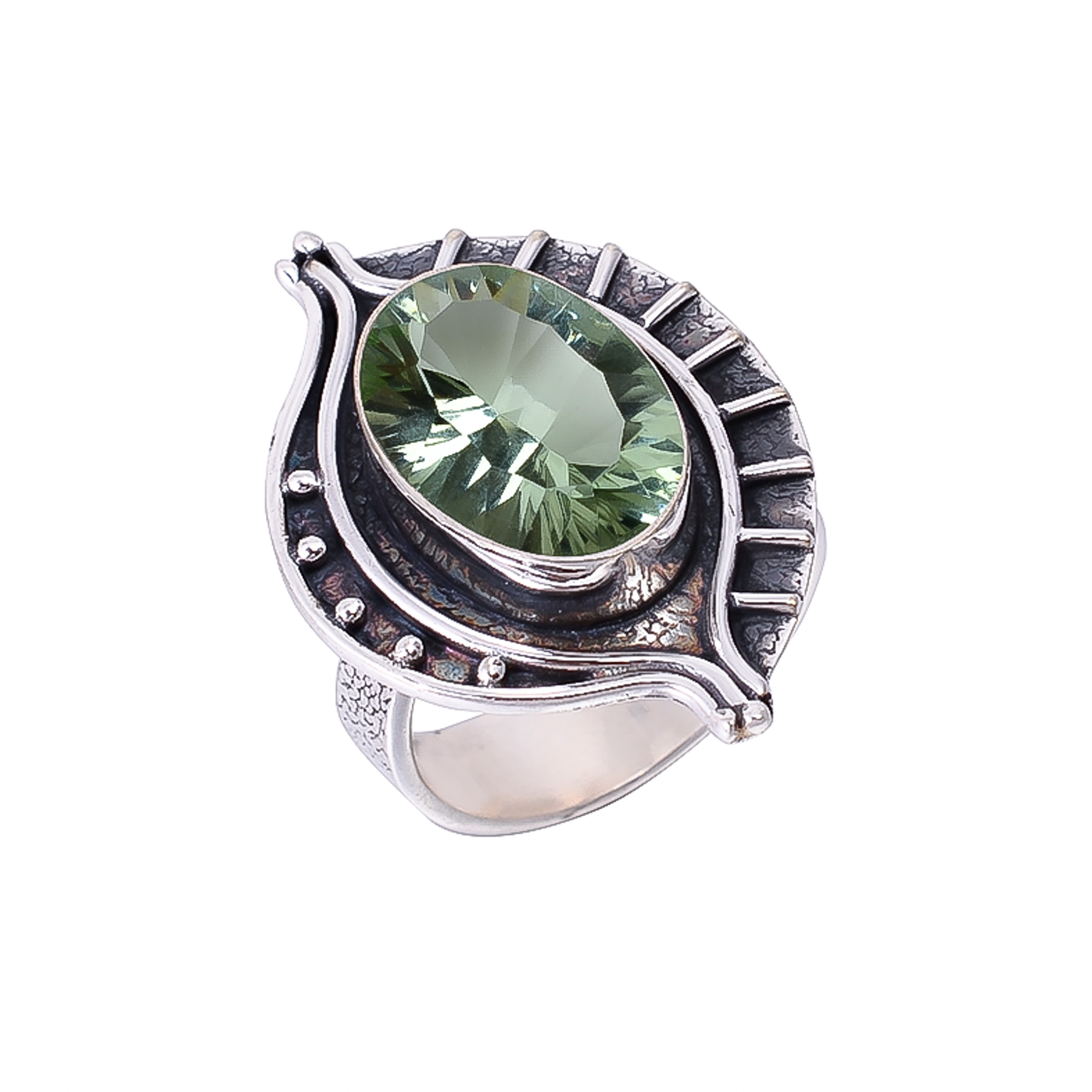 Green Amethyst - Simulated 925 Sterling Silver Ring
