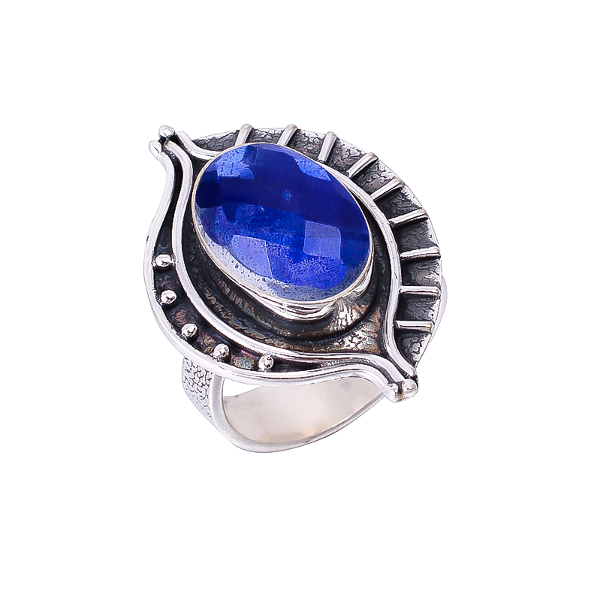 Blue Rainbow Mystic Fire Topaz - Simulated 925 Sterling Silver Ring