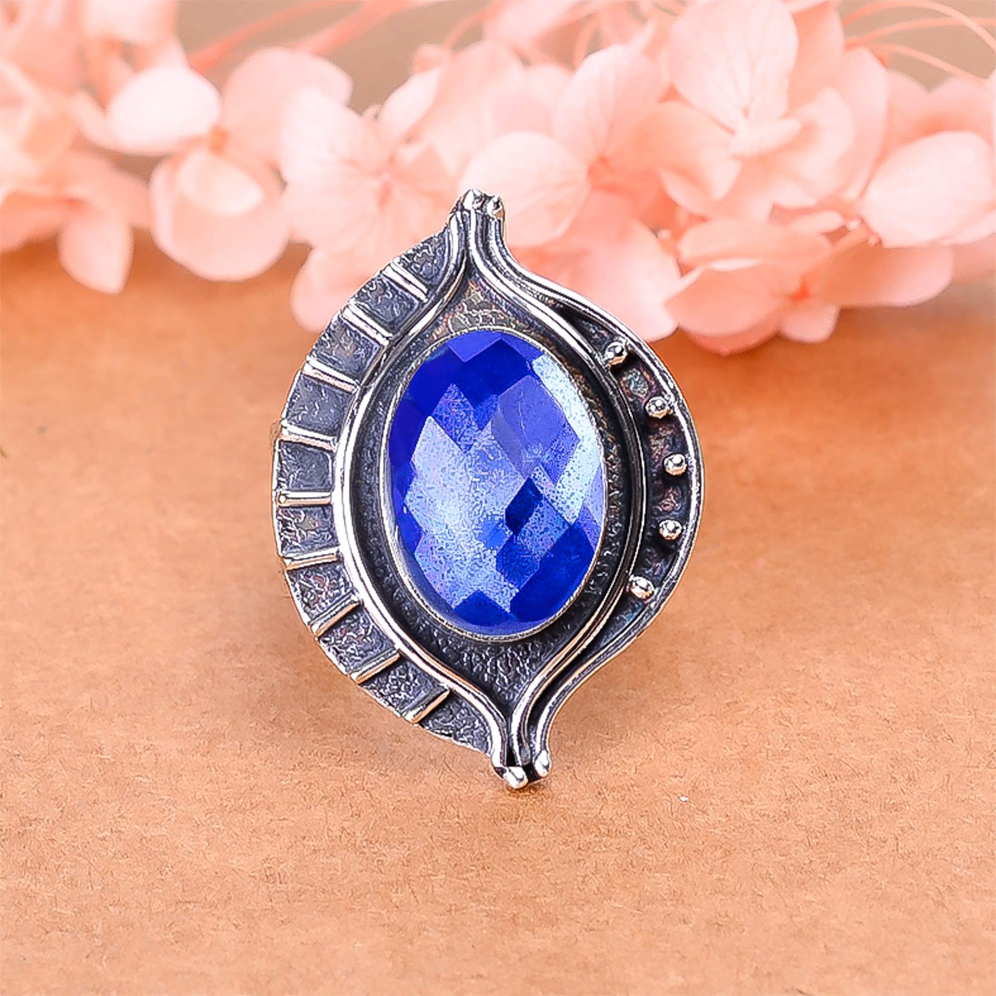 Blue Rainbow Mystic Fire Topaz - Simulated 925 Sterling Silver Ring