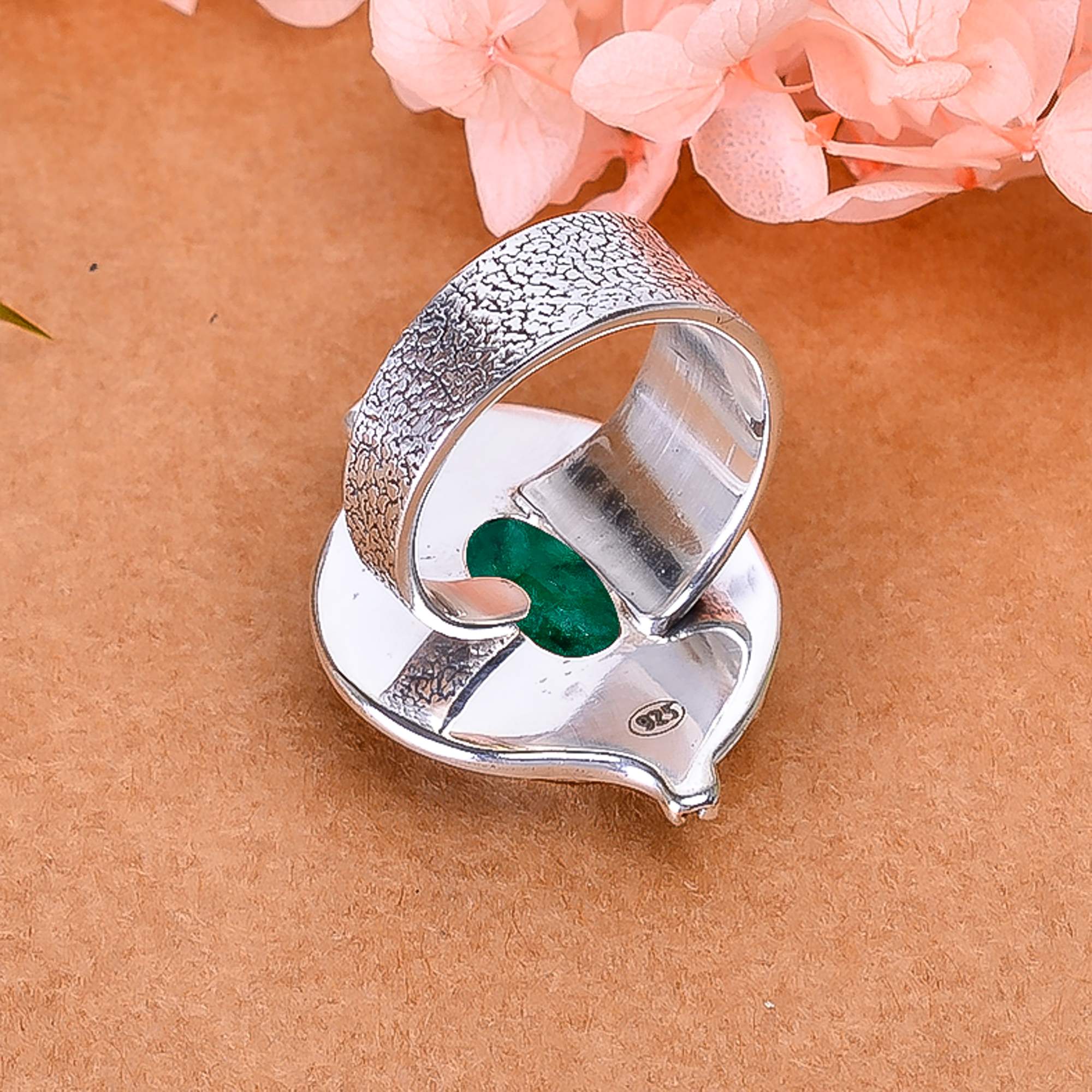 Emerlad - Dyed Quartz 925 Sterling Silver Ring