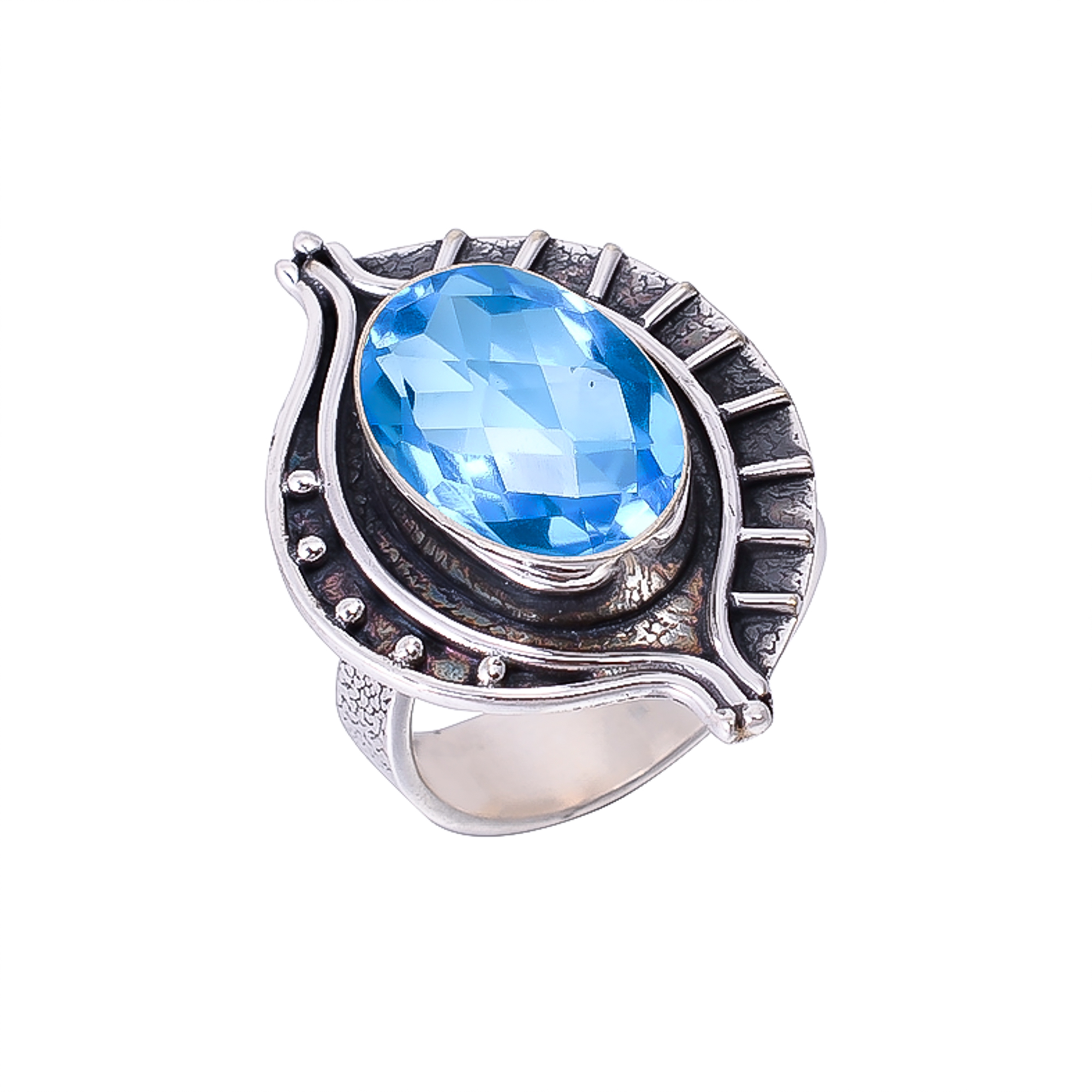 Blue Topaz - Simulated 925 Sterling Silver Ring