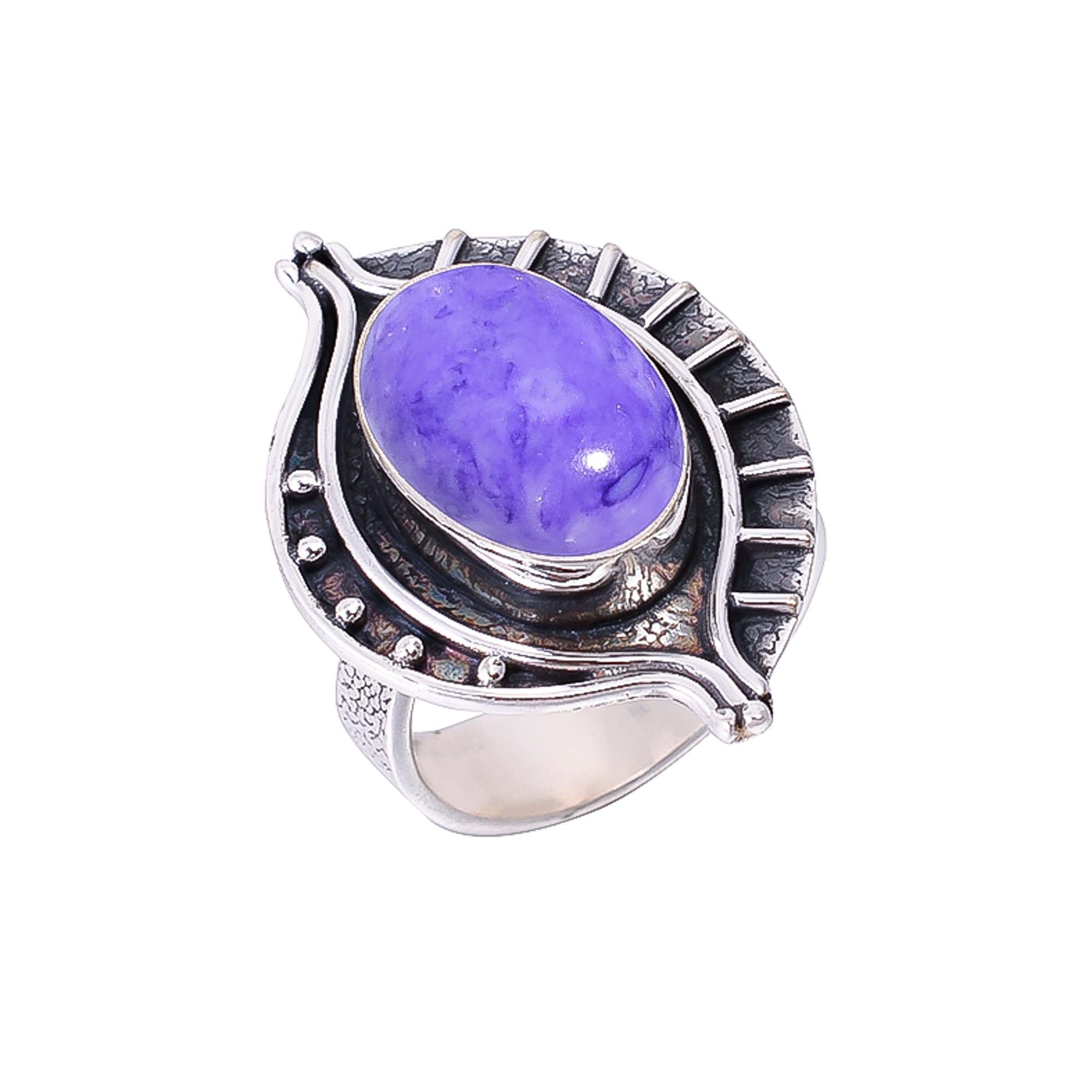 Purple Charoite - Simulated 925 Sterling Silver Ring