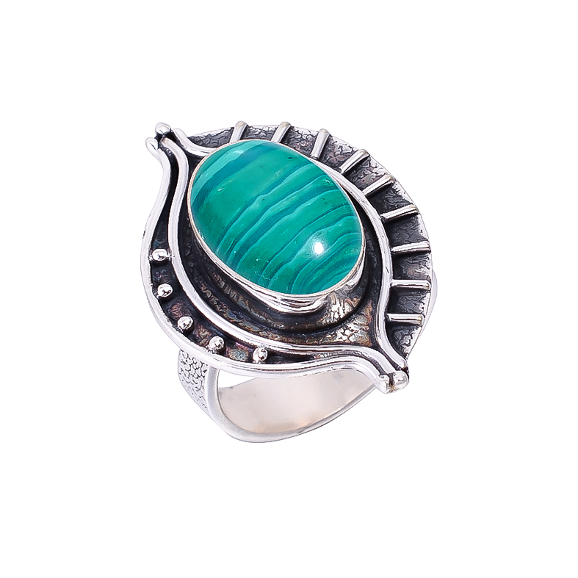 Malachite - Simulated 925 Sterling Silver Ring