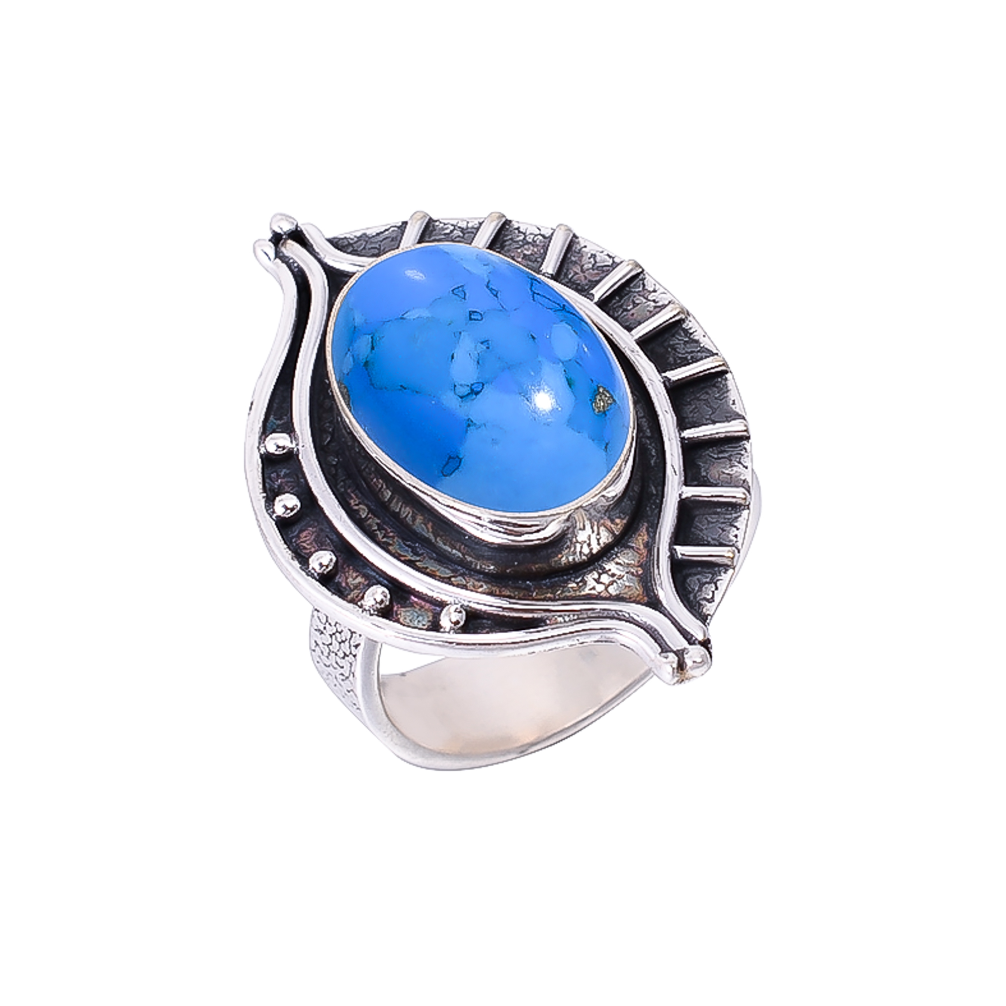 Blue Turquoise - Simulated 925 Sterling Silver Ring