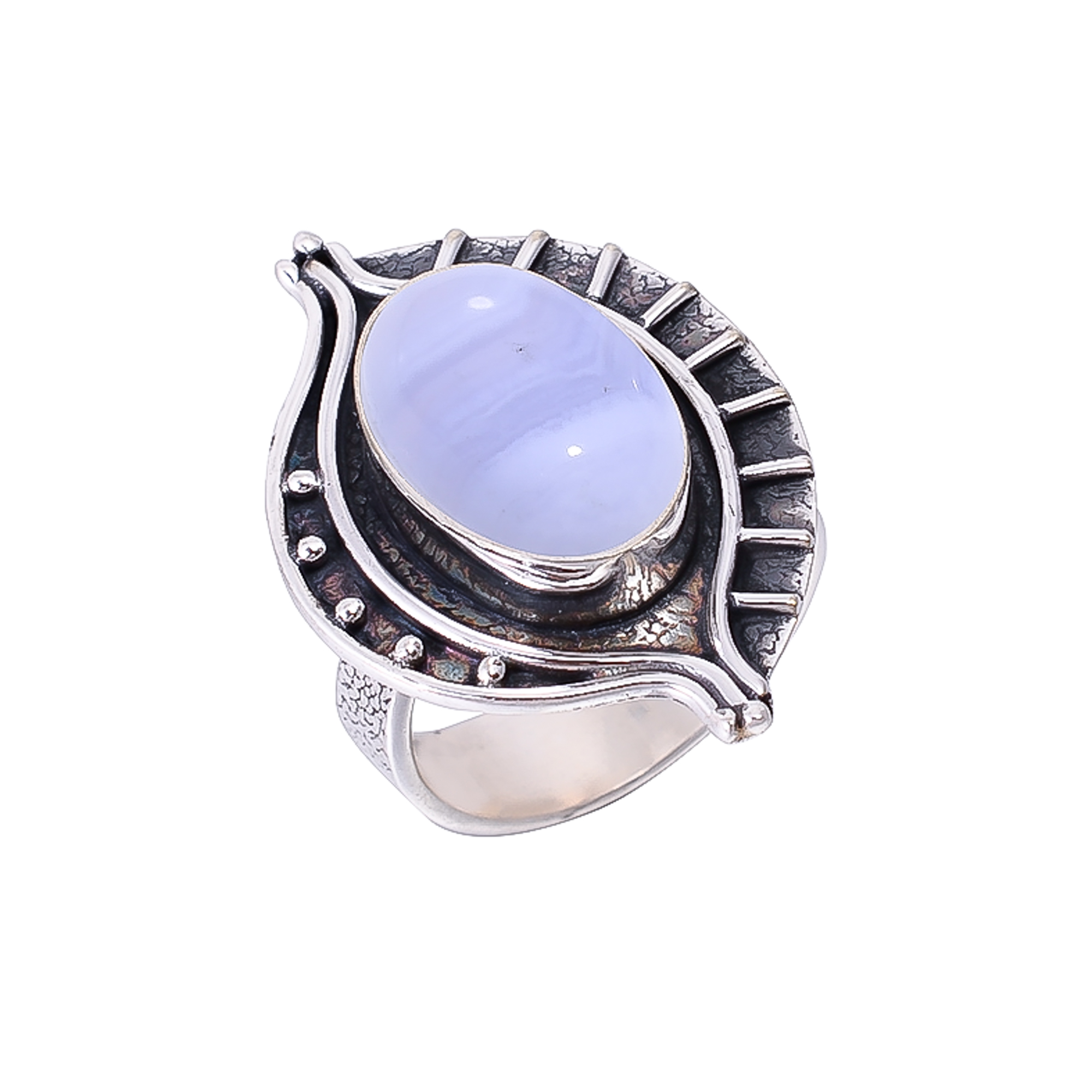 Blue Lace Agate - Namibia 925 Sterling Silver Ring