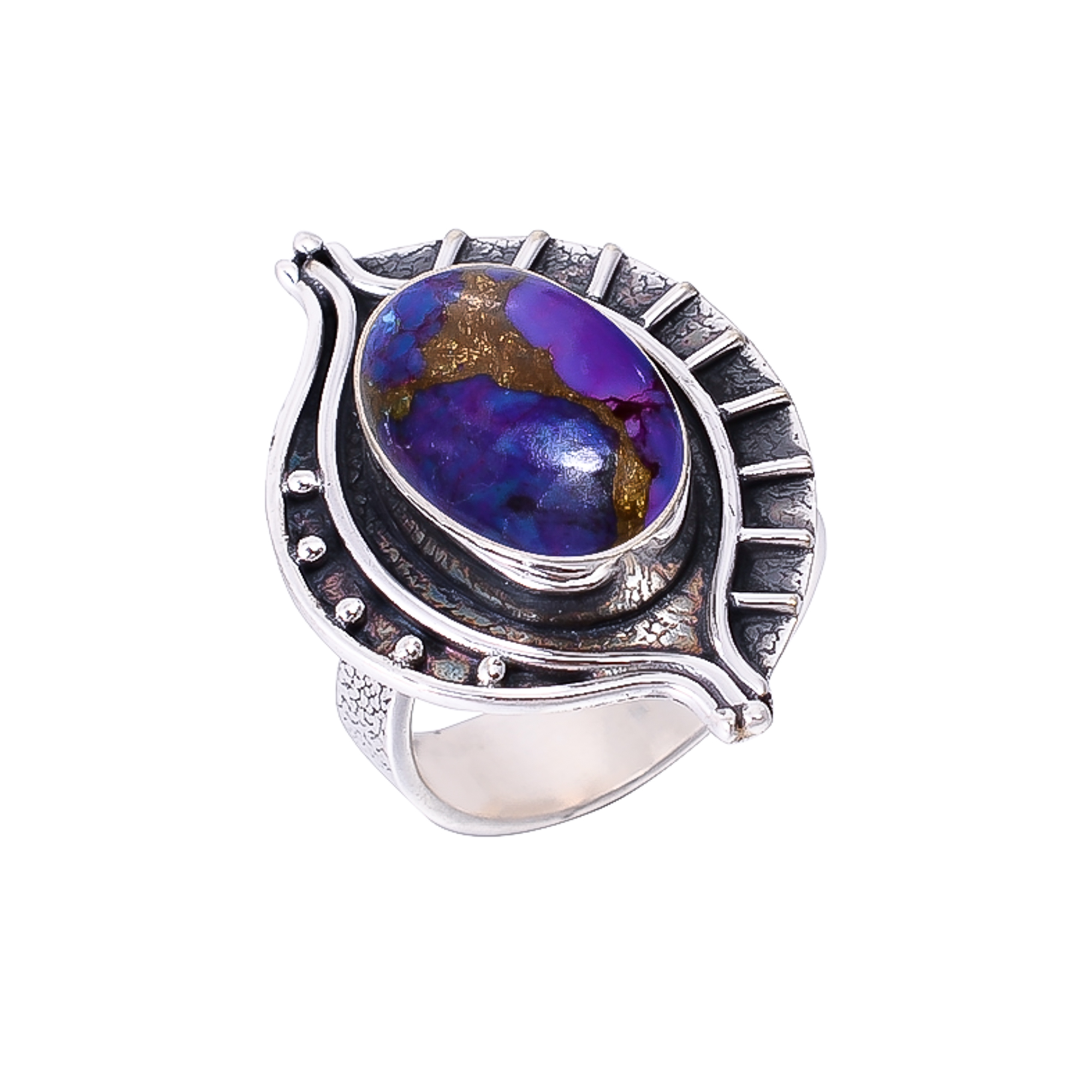 Copper Purple Turquoise 925 Sterling Silver Ring