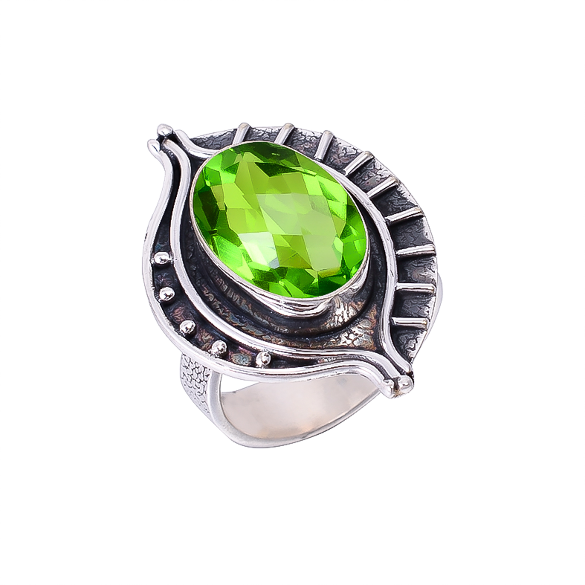 Peridot - Simulated 925 Sterling Silver Ring