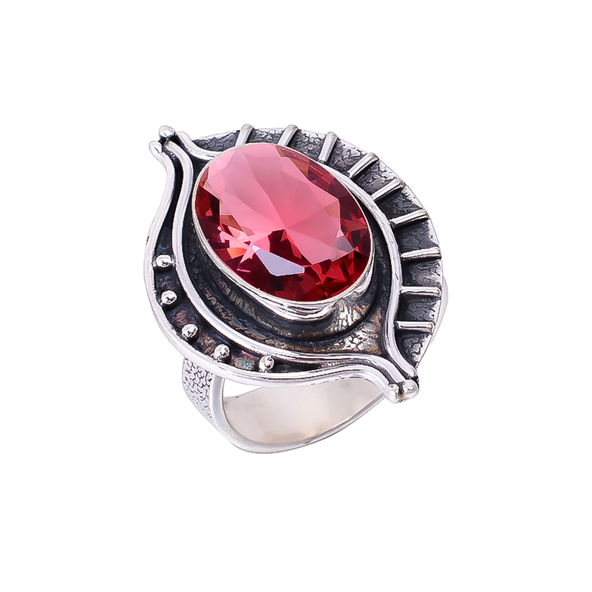 Pink Rubellite Tourmaline - Simulated 925 Sterling Silver Ring