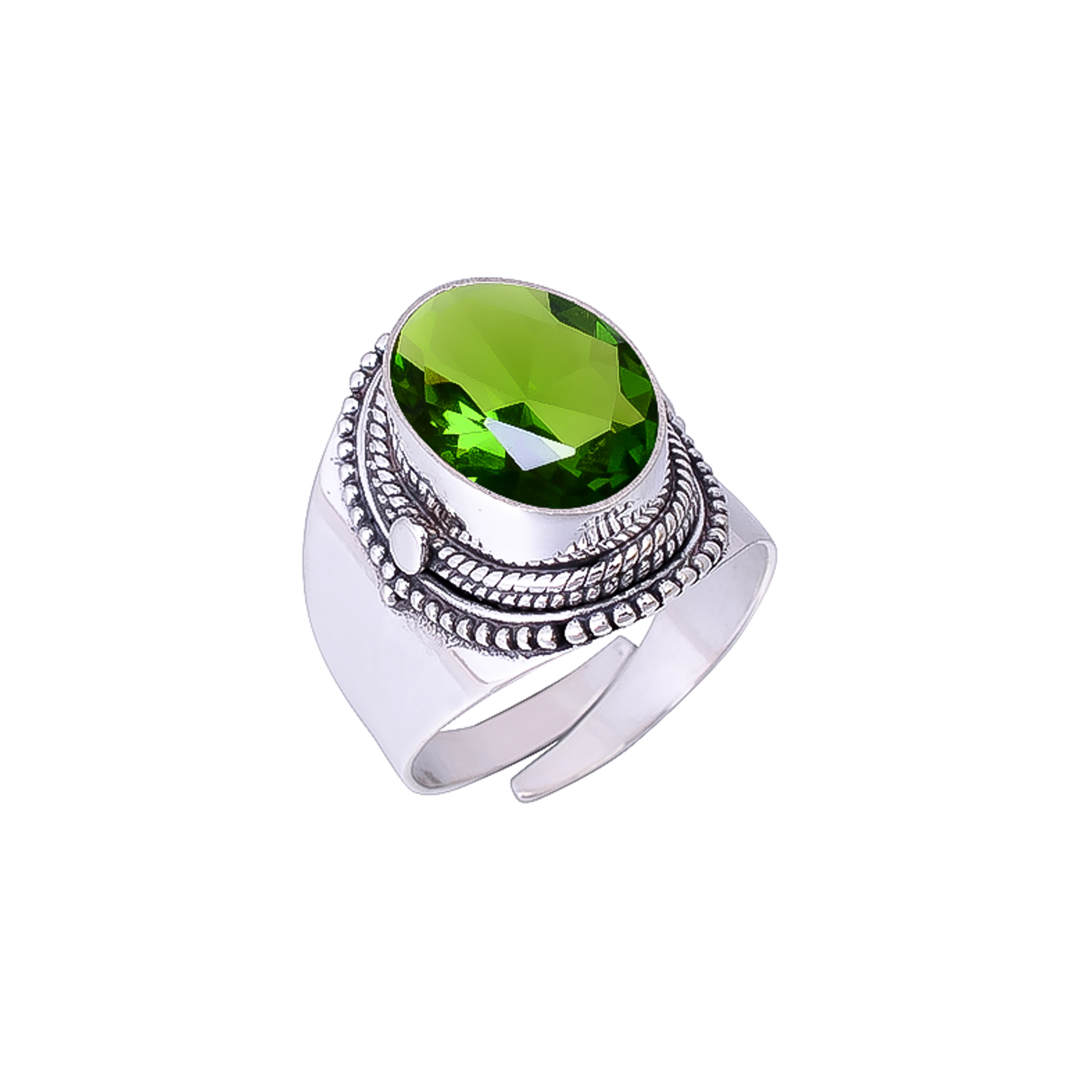 Green Tourmaline - Simulated 925 Sterling Silver Ring
