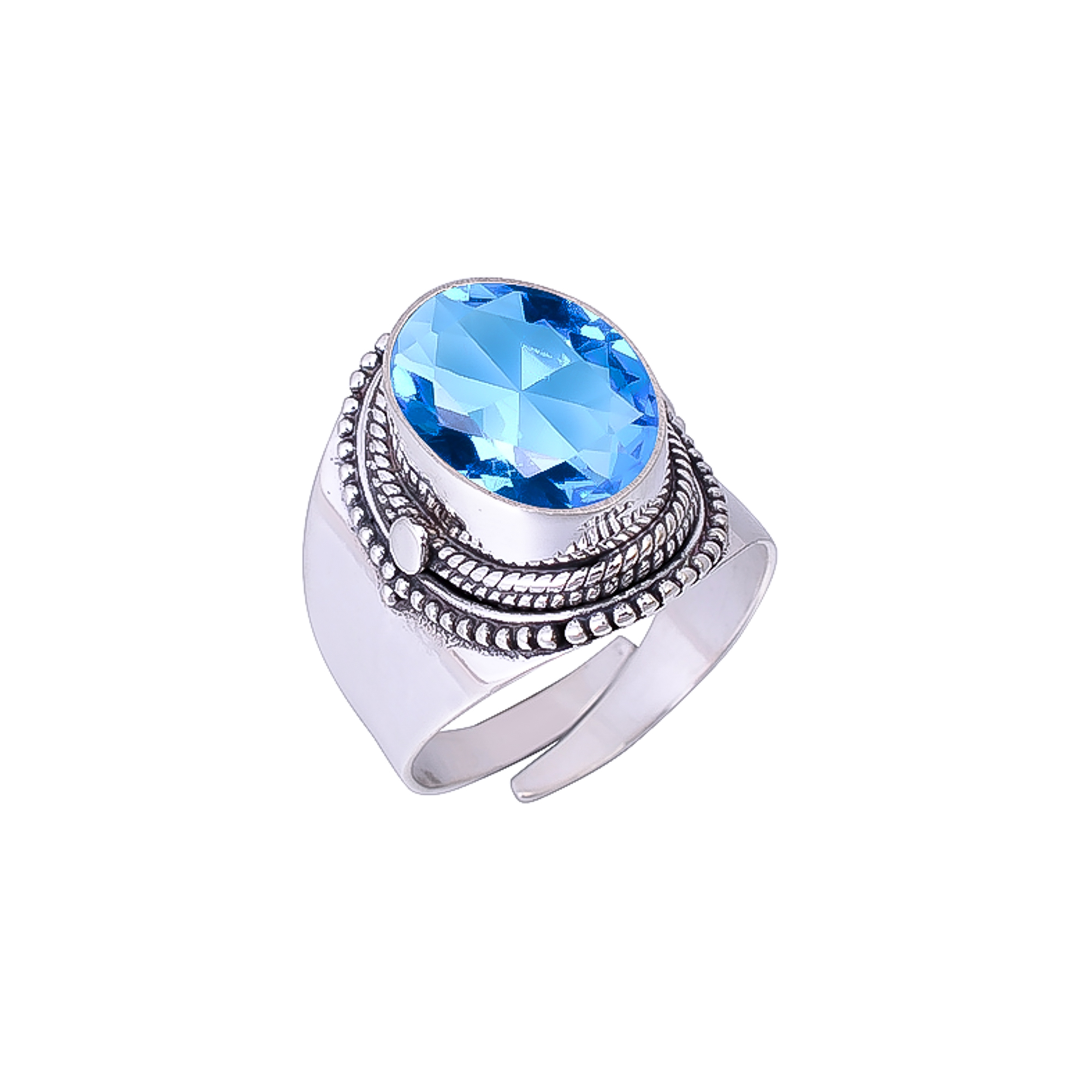 Blue Topaz - Simulated 925 Sterling Silver Ring