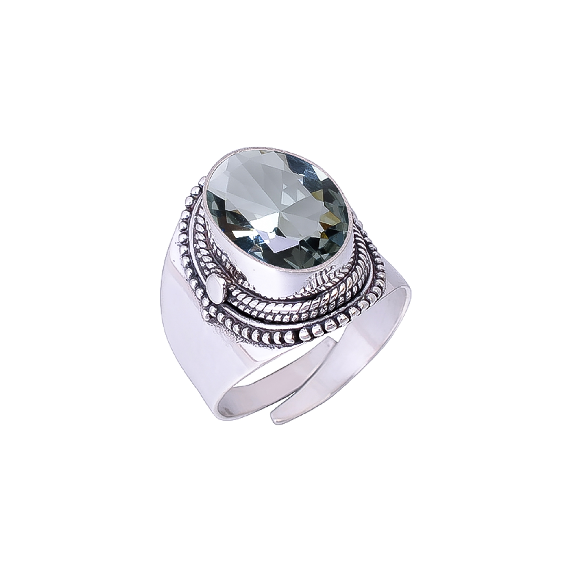 Black Tourmaline - Simulated 925 Sterling Silver Ring