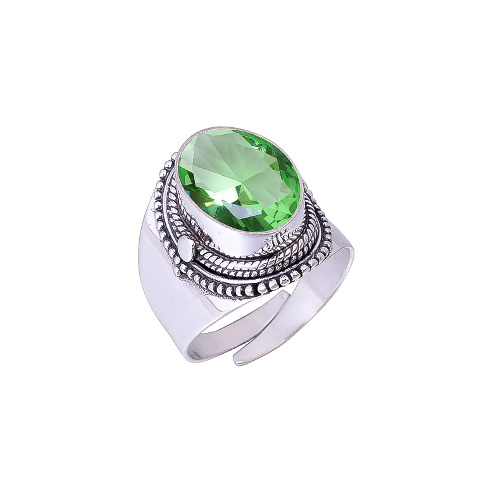 Green Amethyst - Simulated 925 Sterling Silver Ring