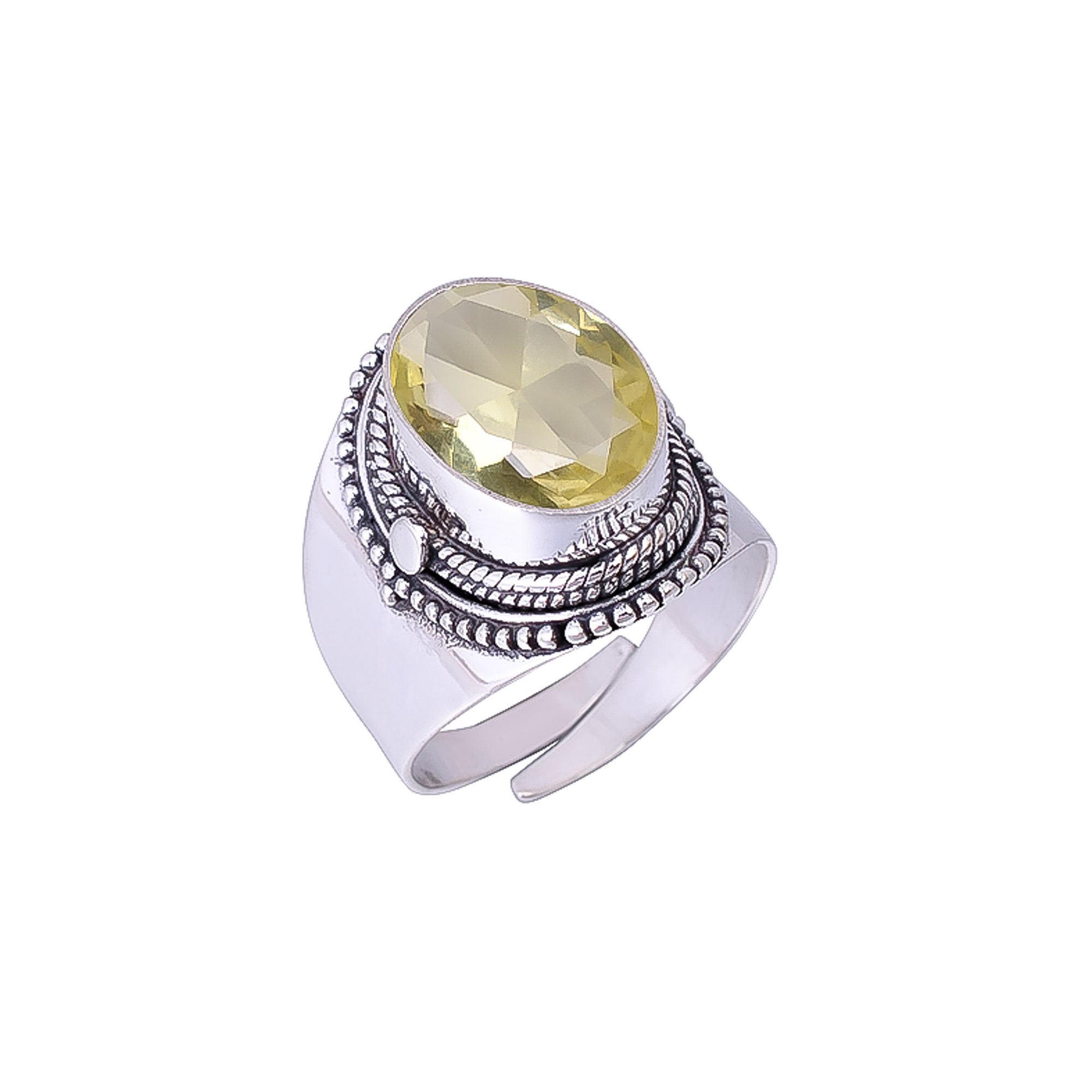 Lemon Quartz - Simulated 925 Sterling Silver Ring
