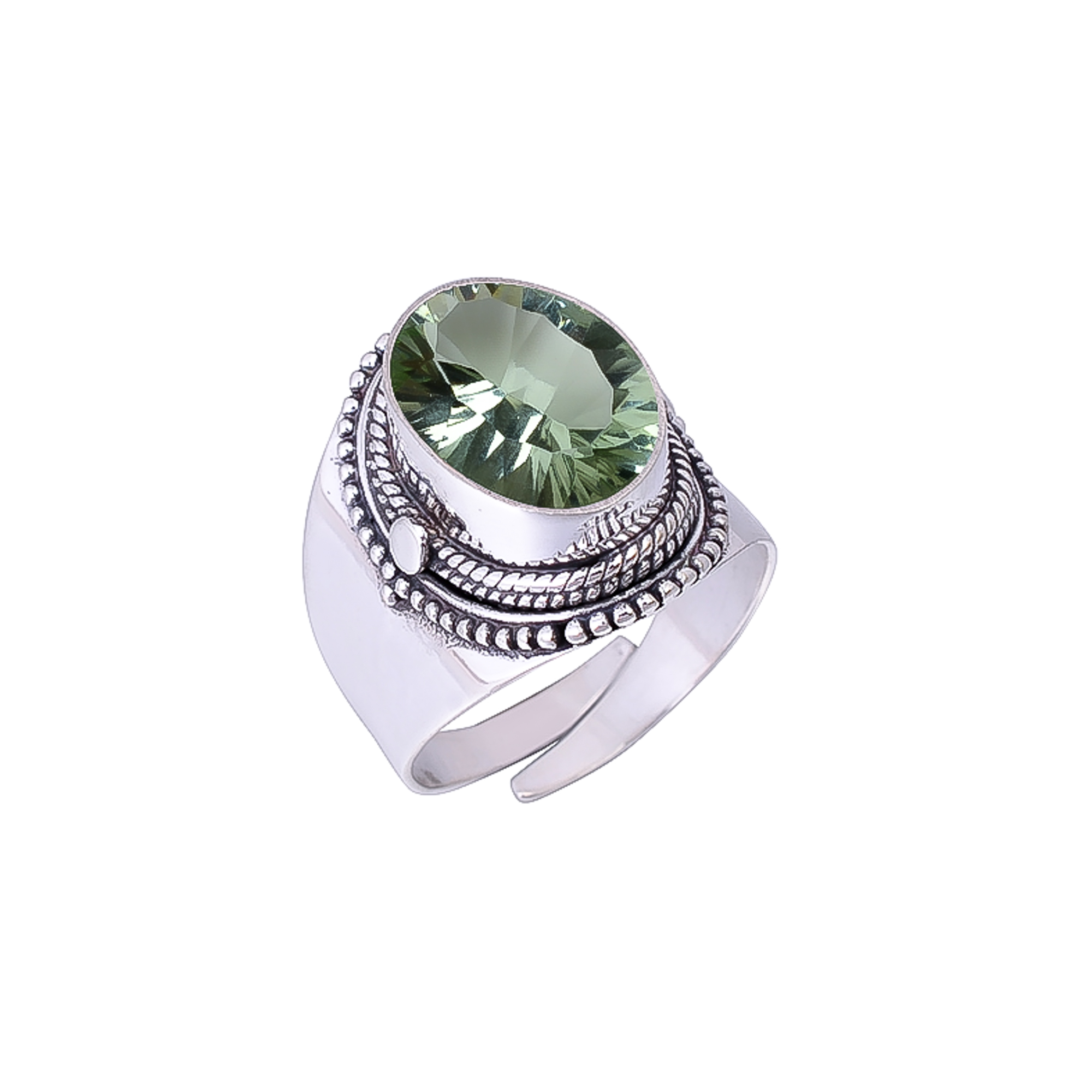 Green Amethyst - Simulated 925 Sterling Silver Ring