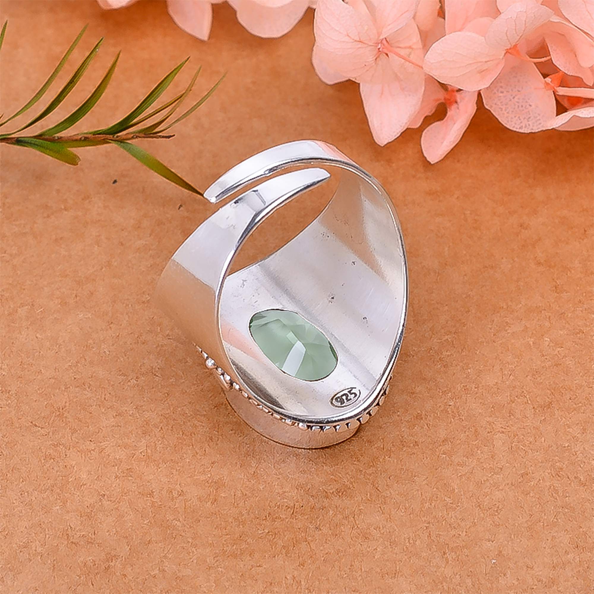 Green Amethyst - Simulated 925 Sterling Silver Ring