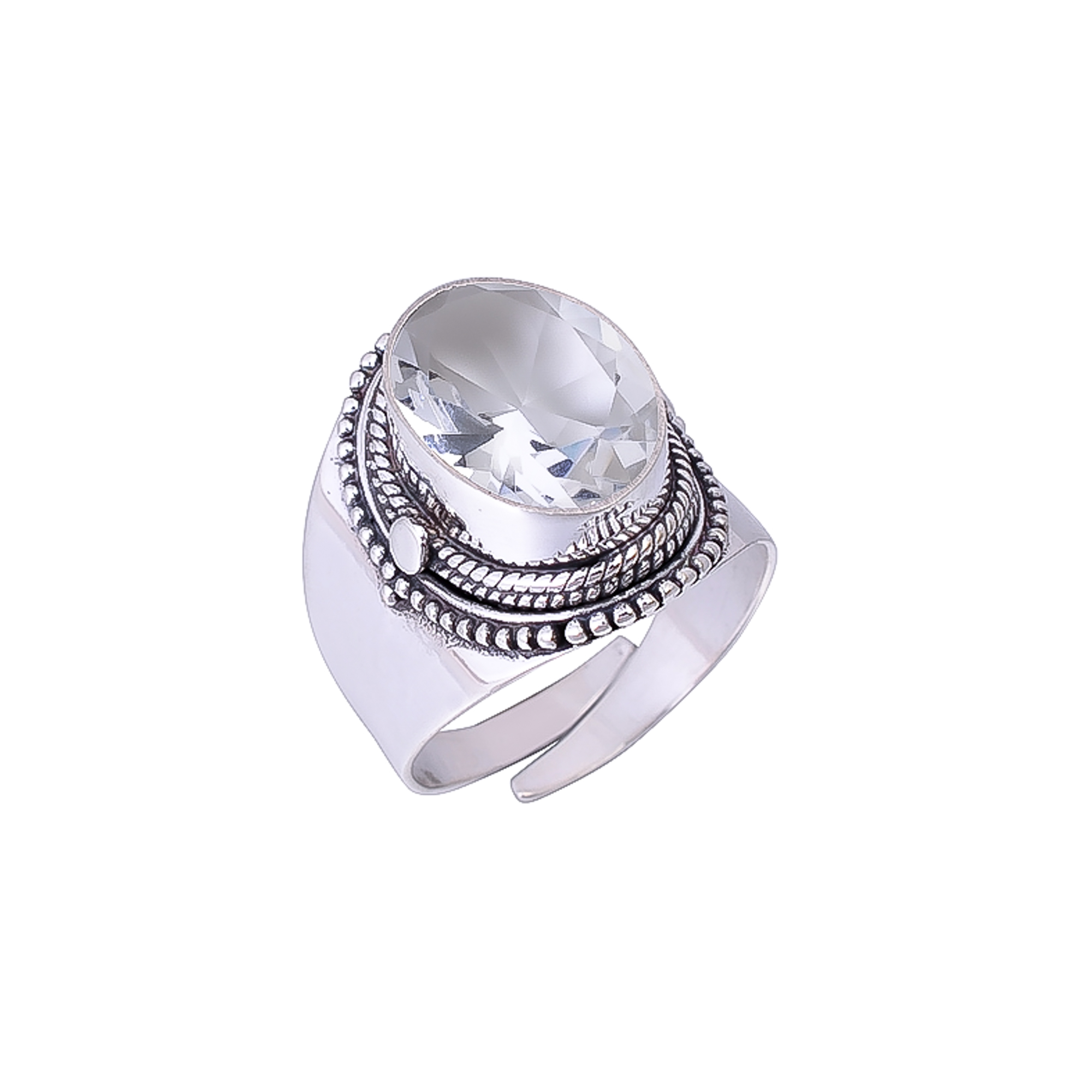 White Topaz - Simulated 925 Sterling Silver Ring