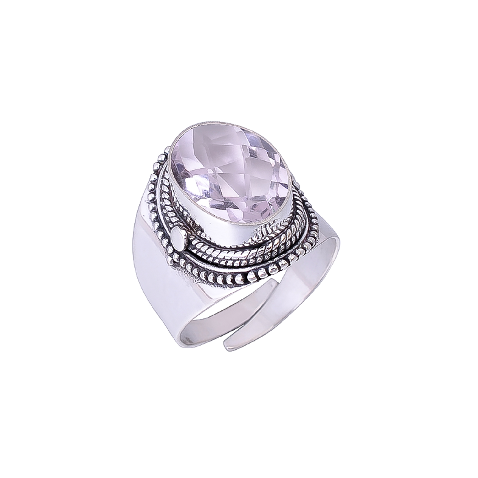 Pink Kunzite - Simulated 925 Sterling Silver Ring