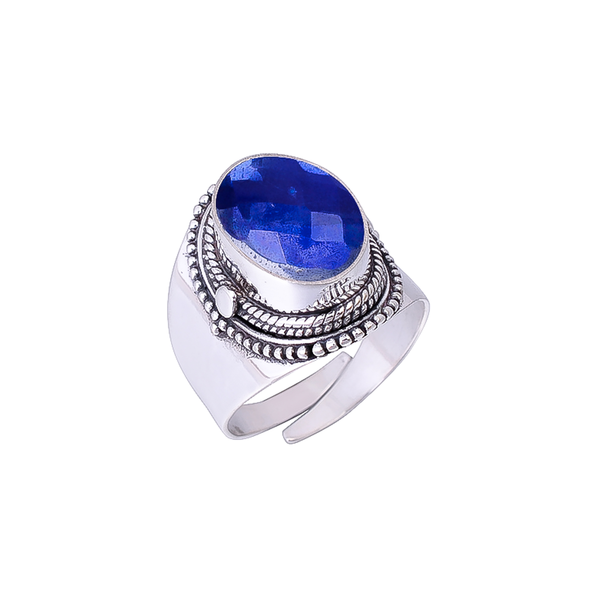 Blue Rainbow Mystic Fire Topaz - Simulated 925 Sterling Silver Ring
