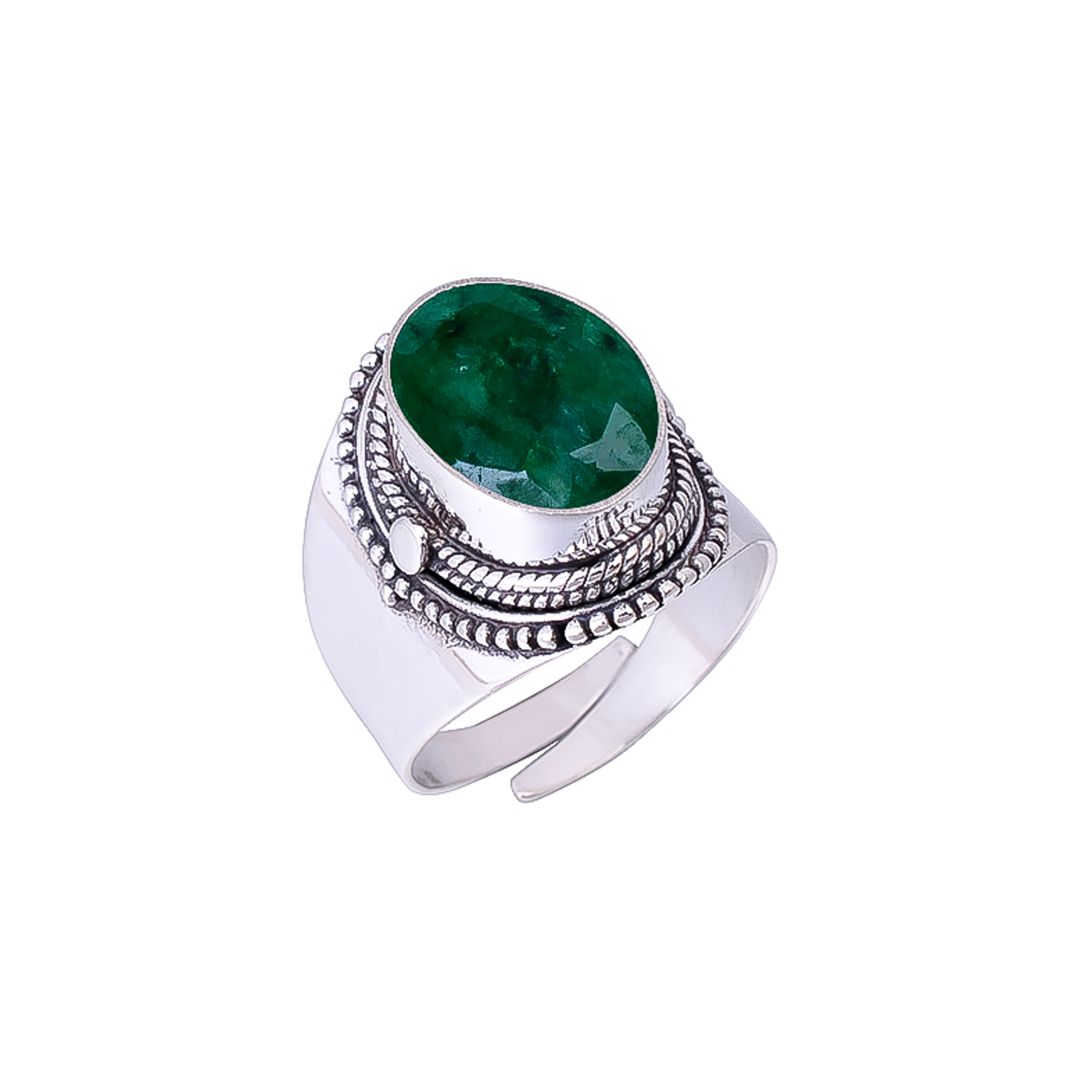 Emerlad - Dyed Quartz 925 Sterling Silver Ring