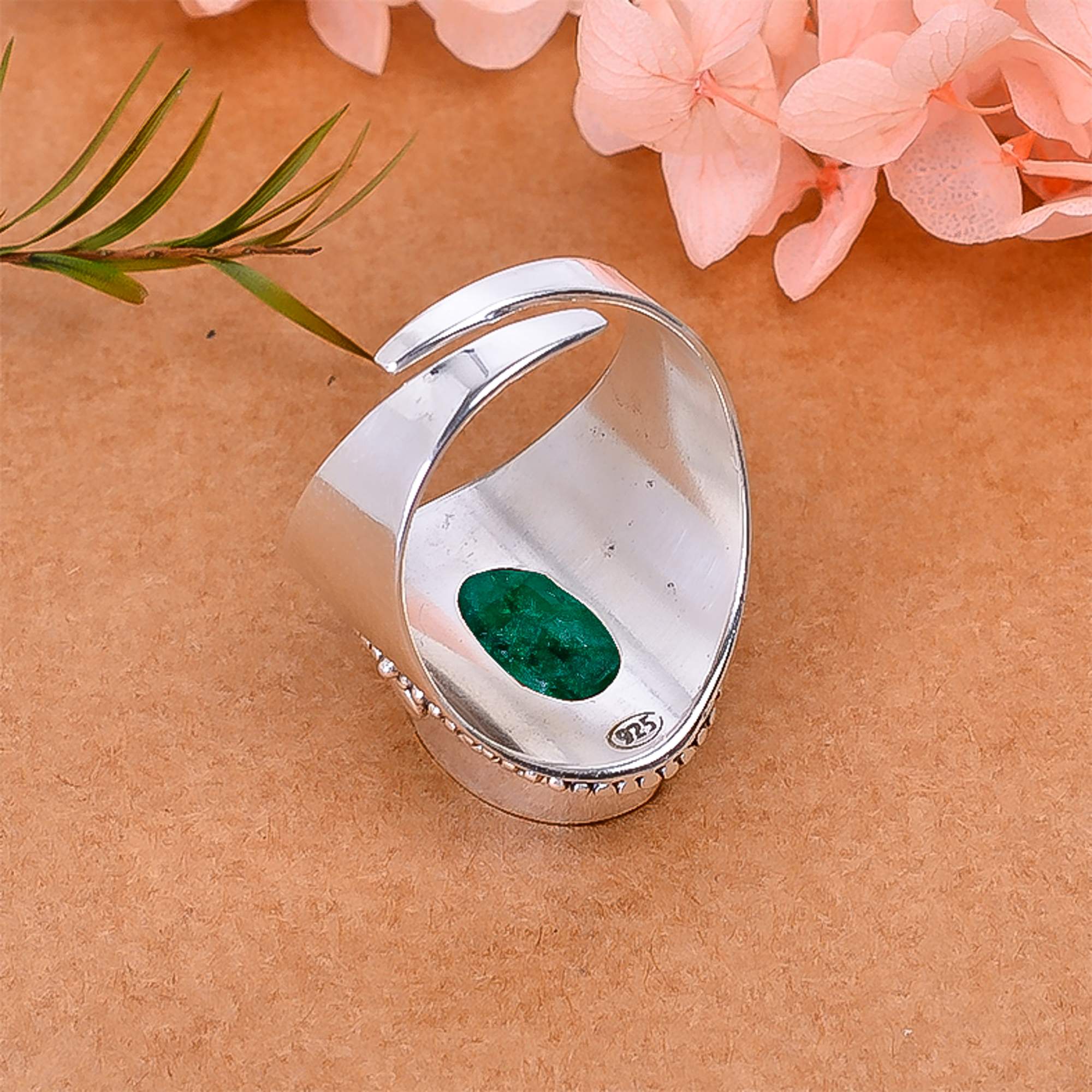 Emerlad - Dyed Quartz 925 Sterling Silver Ring
