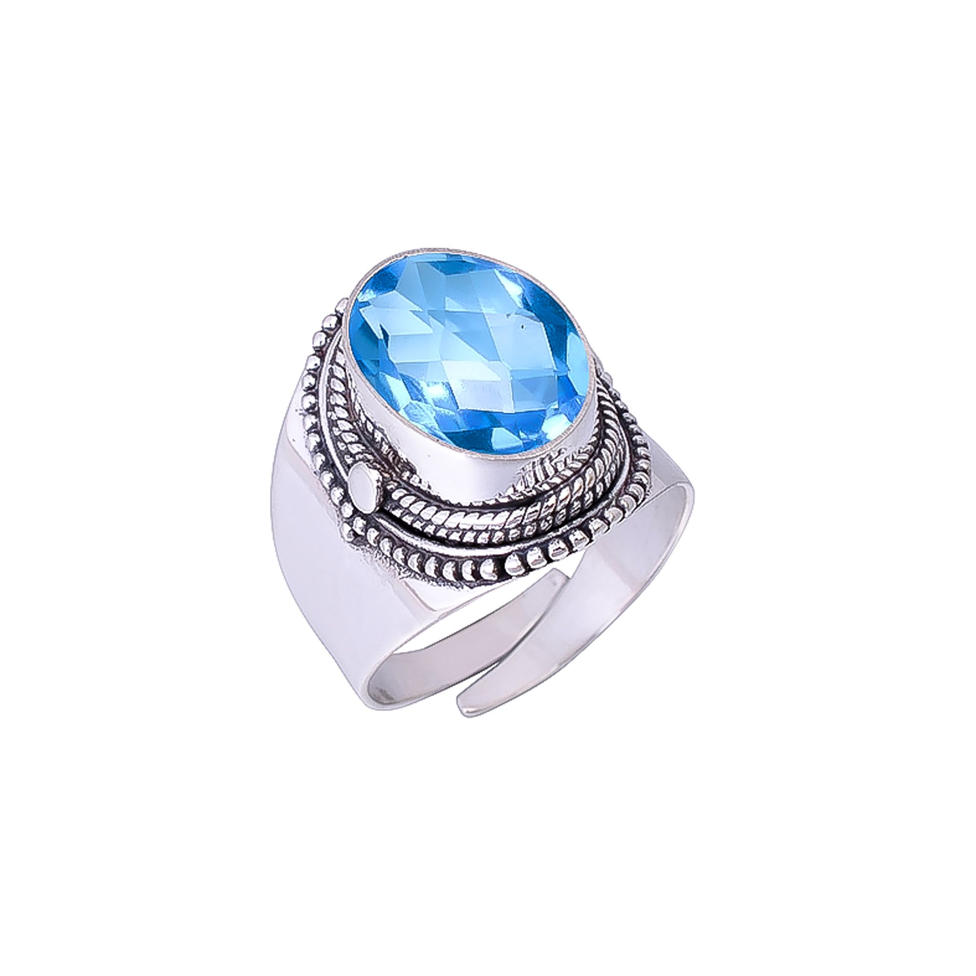 Blue Topaz - Simulated 925 Sterling Silver Ring