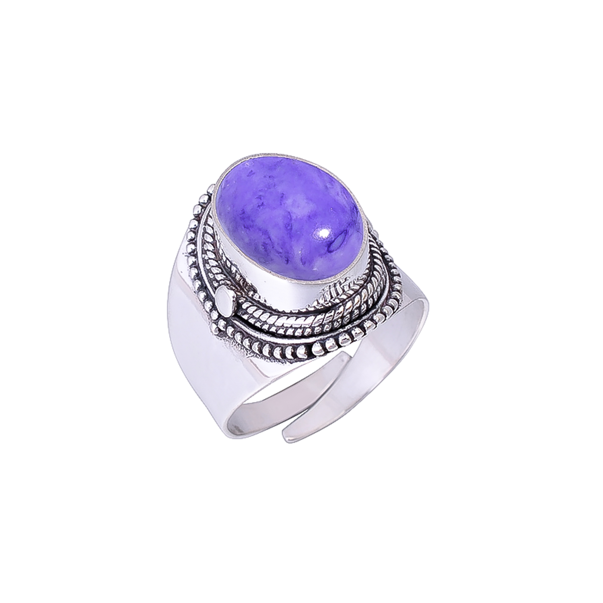 Purple Charoite - Simulated 925 Sterling Silver Ring