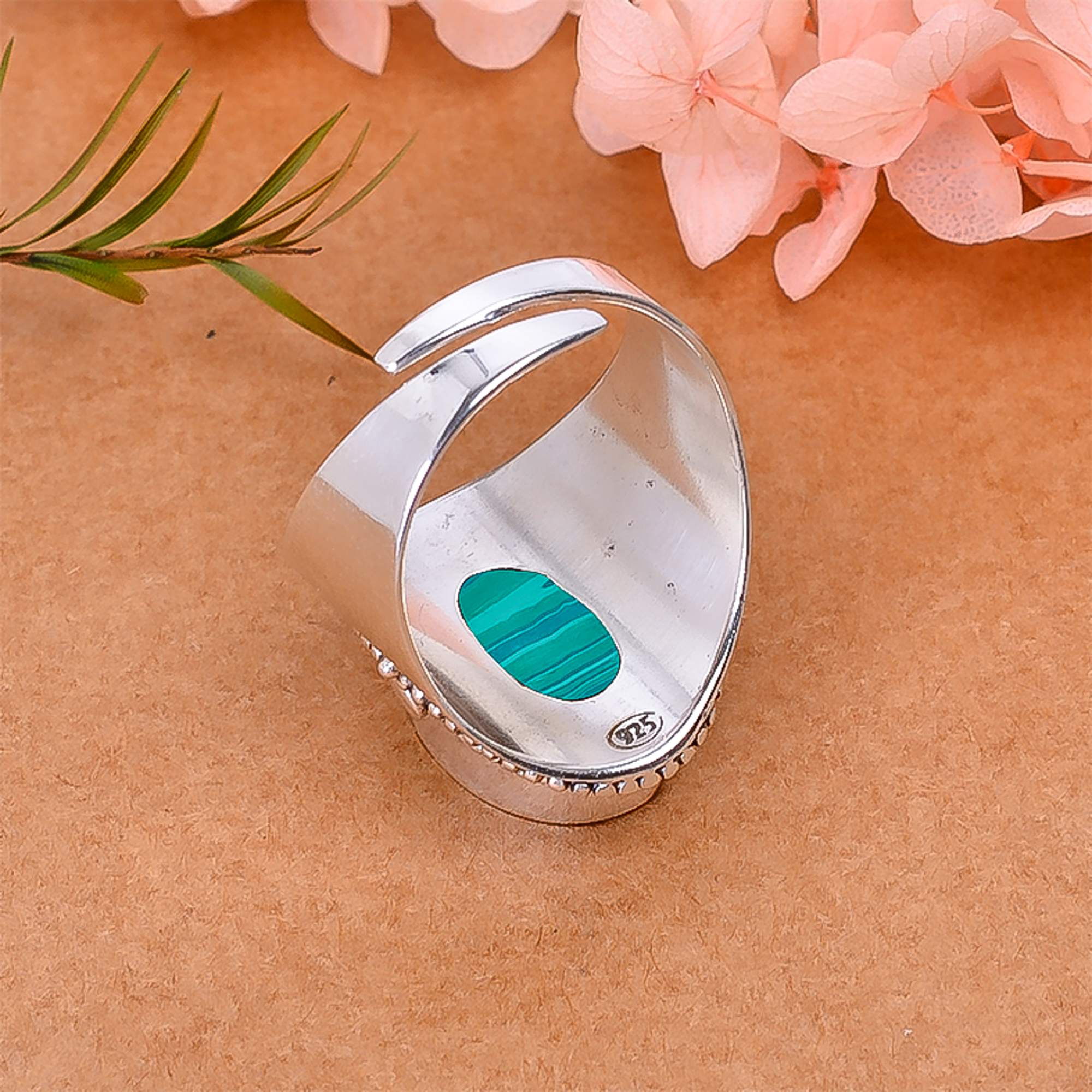 Malachite - Simulated 925 Sterling Silver Ring