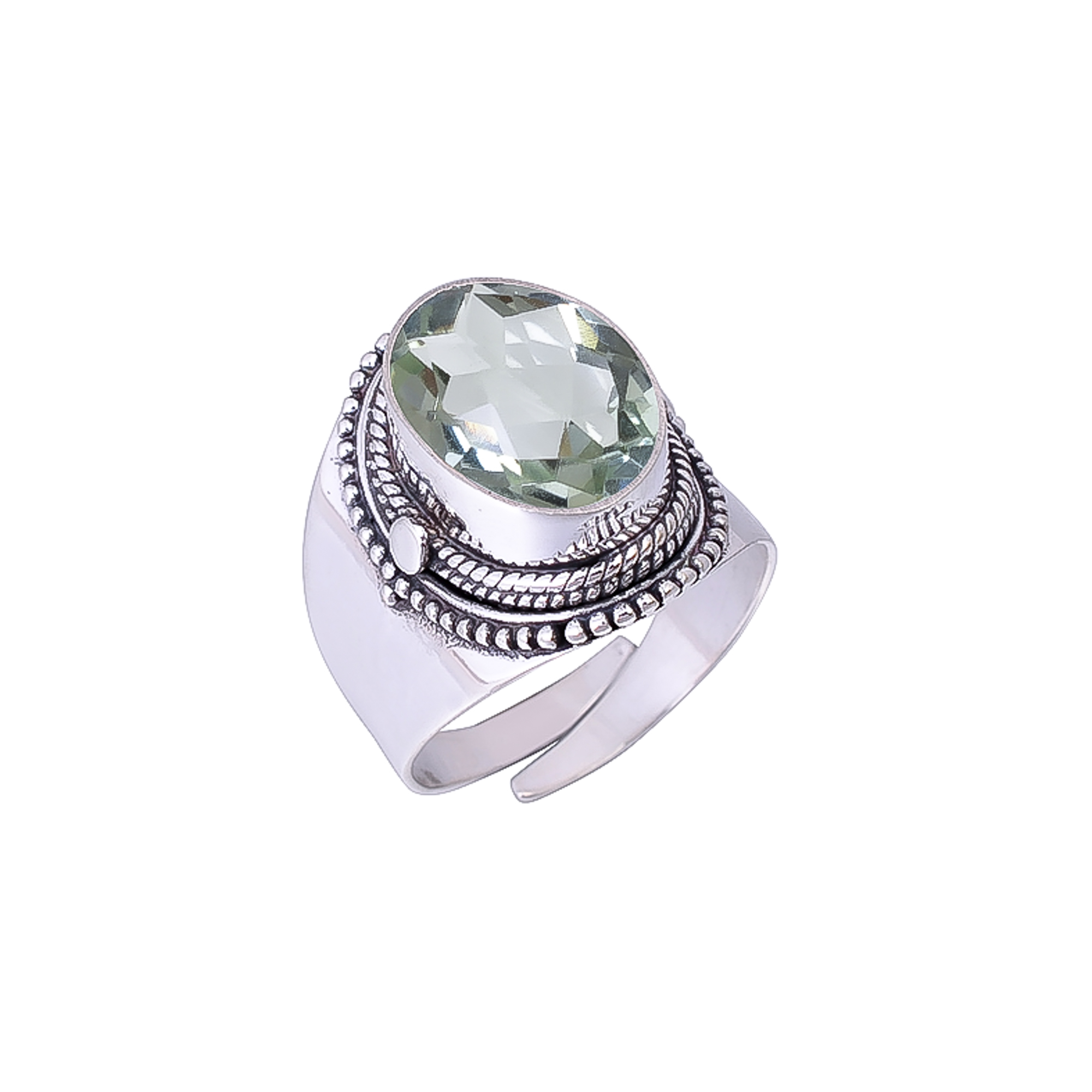 Green Amethyst - Simulated 925 Sterling Silver Ring