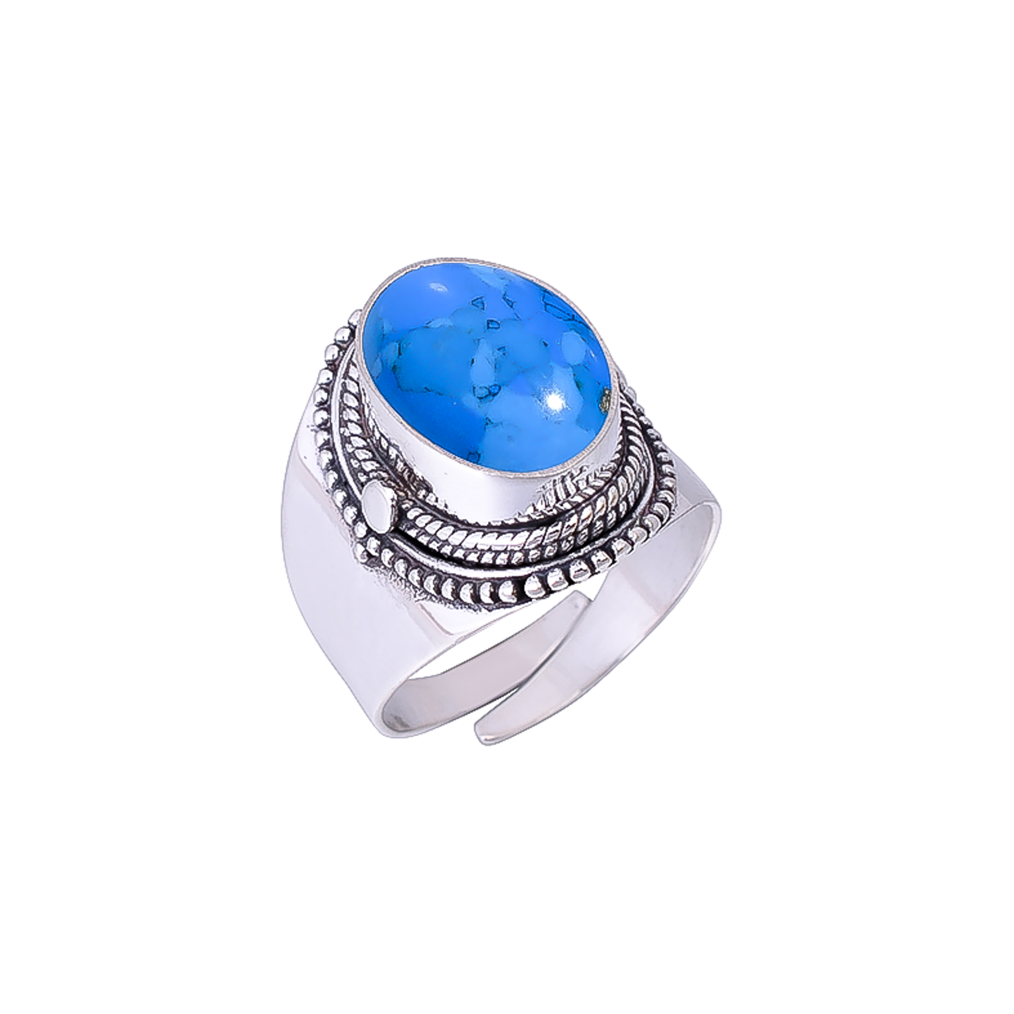Blue Turquoise - Simulated 925 Sterling Silver Ring