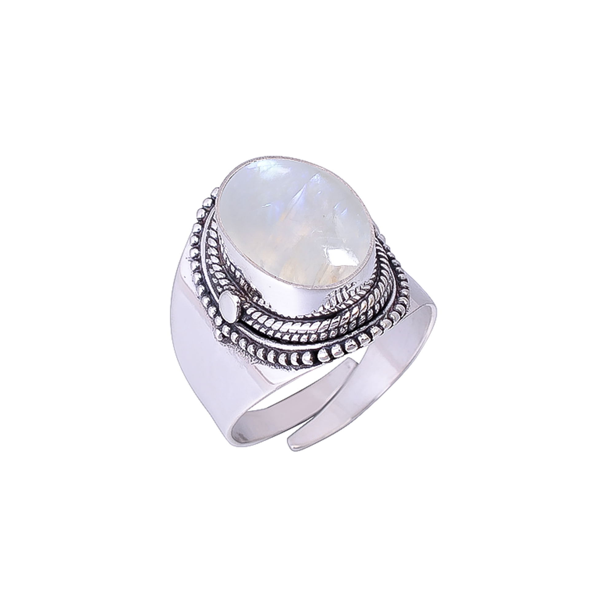 Rainbow Moonstone - India 925 Sterling Silver Ring