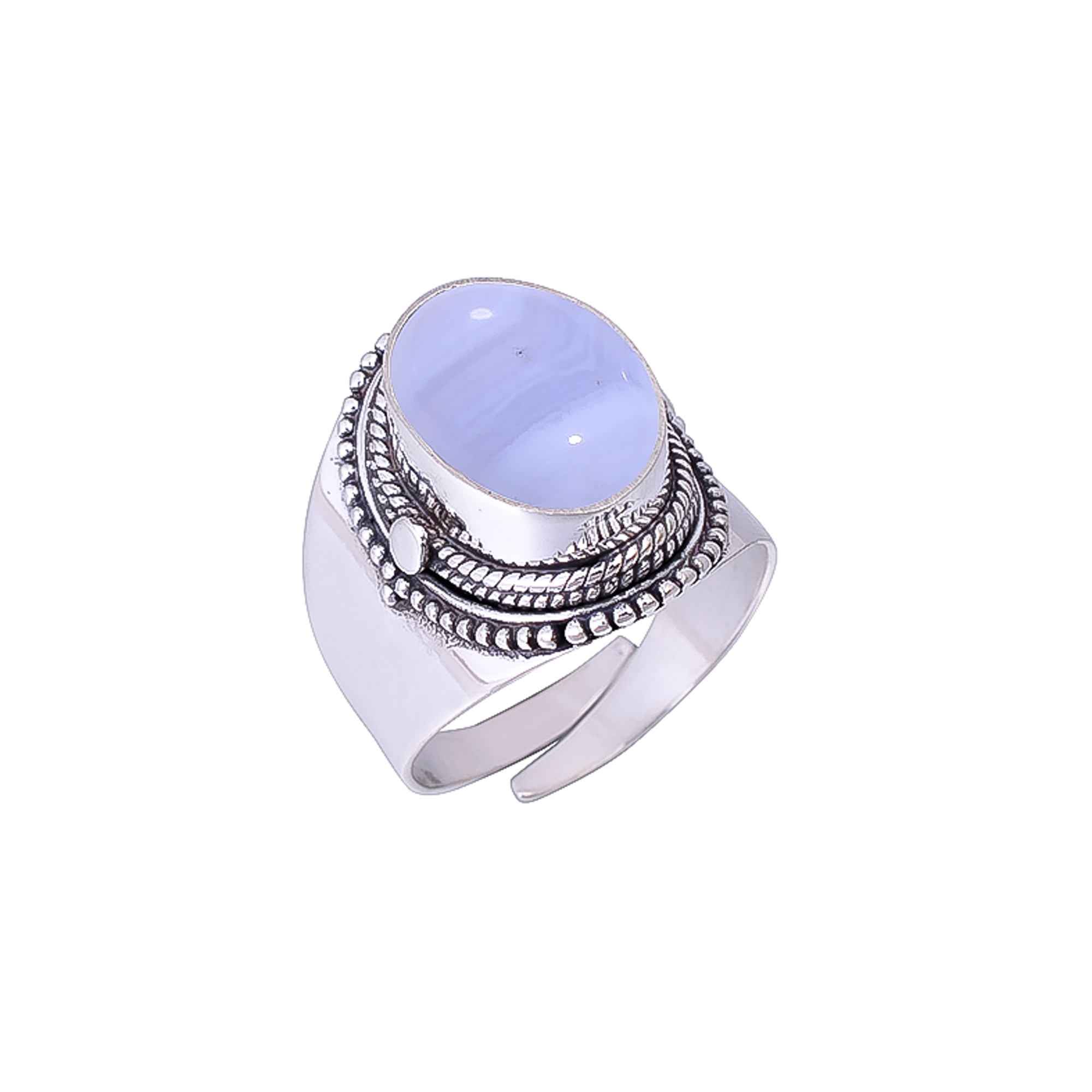 Blue Lace Agate - Namibia 925 Sterling Silver Ring