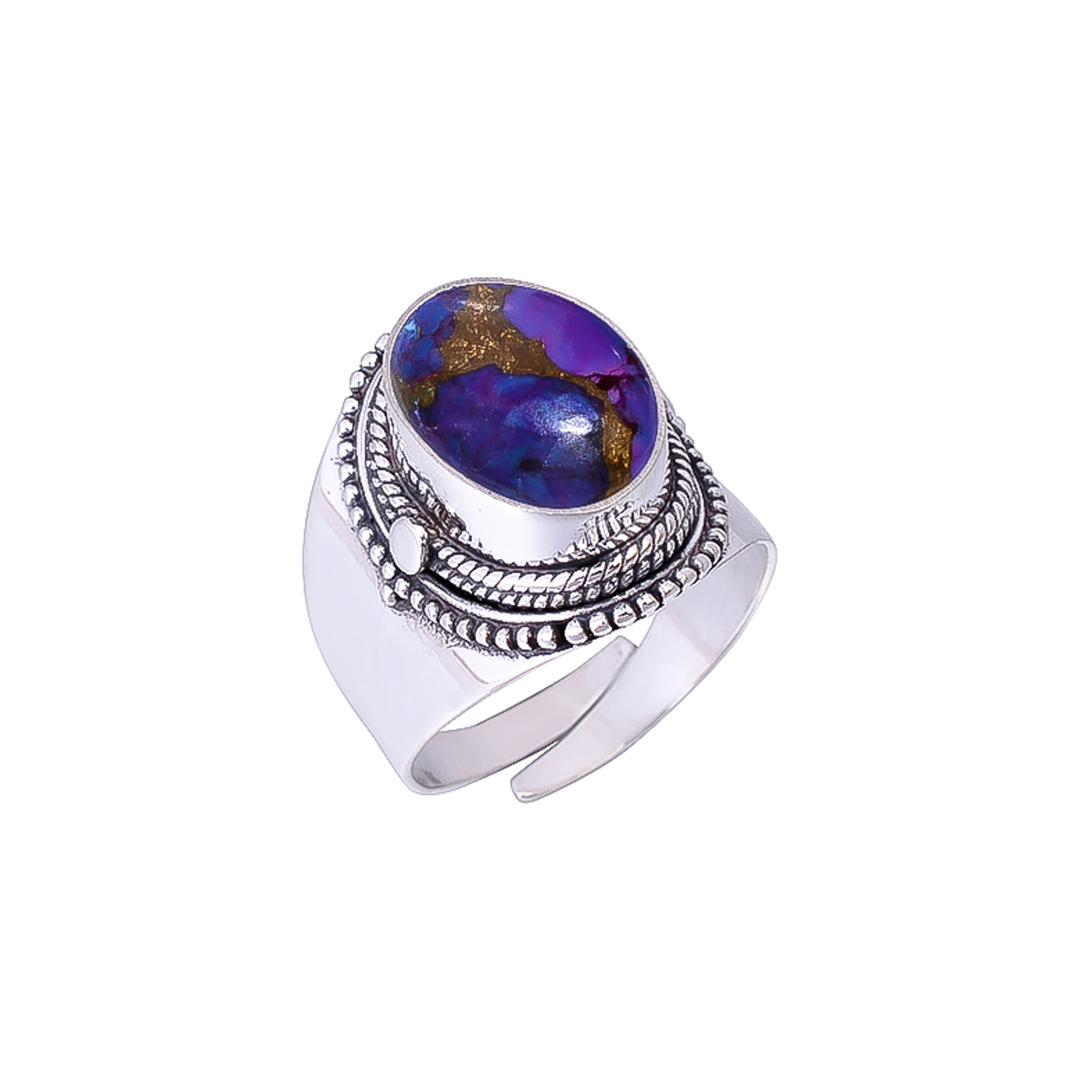 Copper Purple Turquoise 925 Sterling Silver Ring