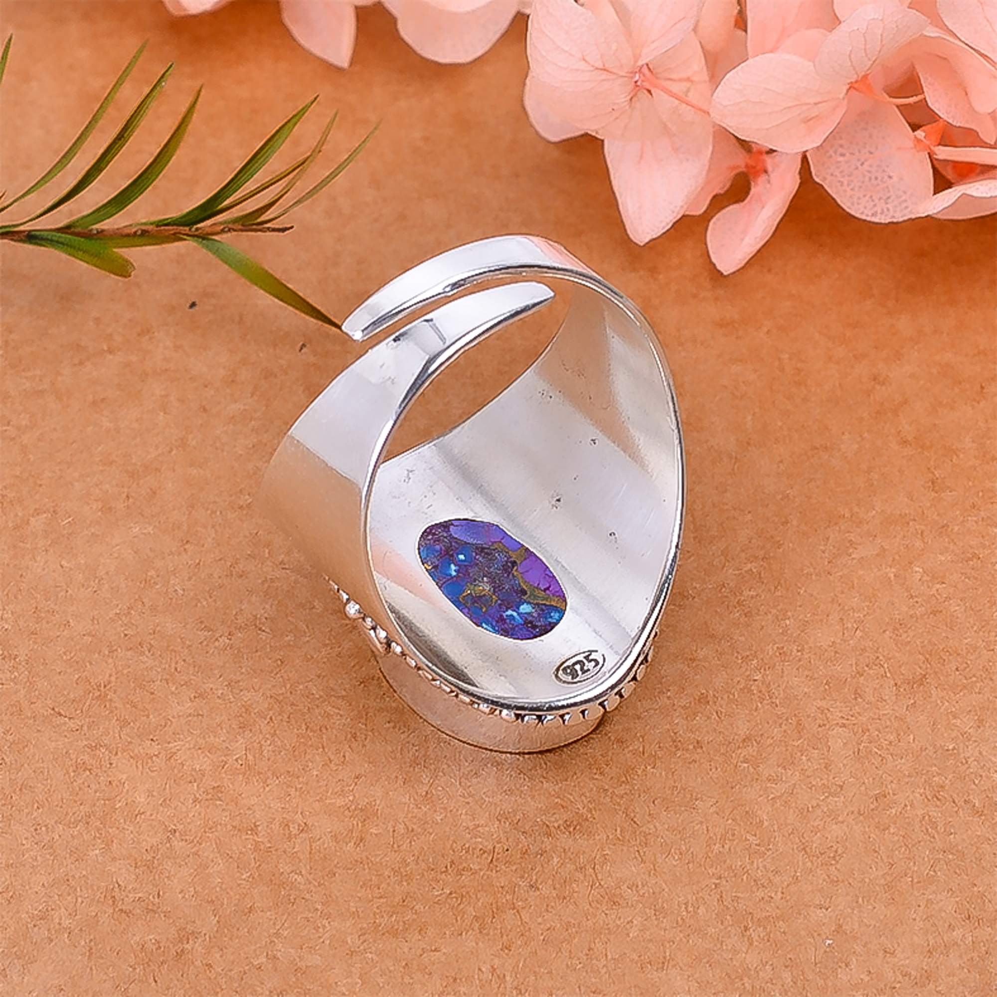 Copper Purple Turquoise 925 Sterling Silver Ring