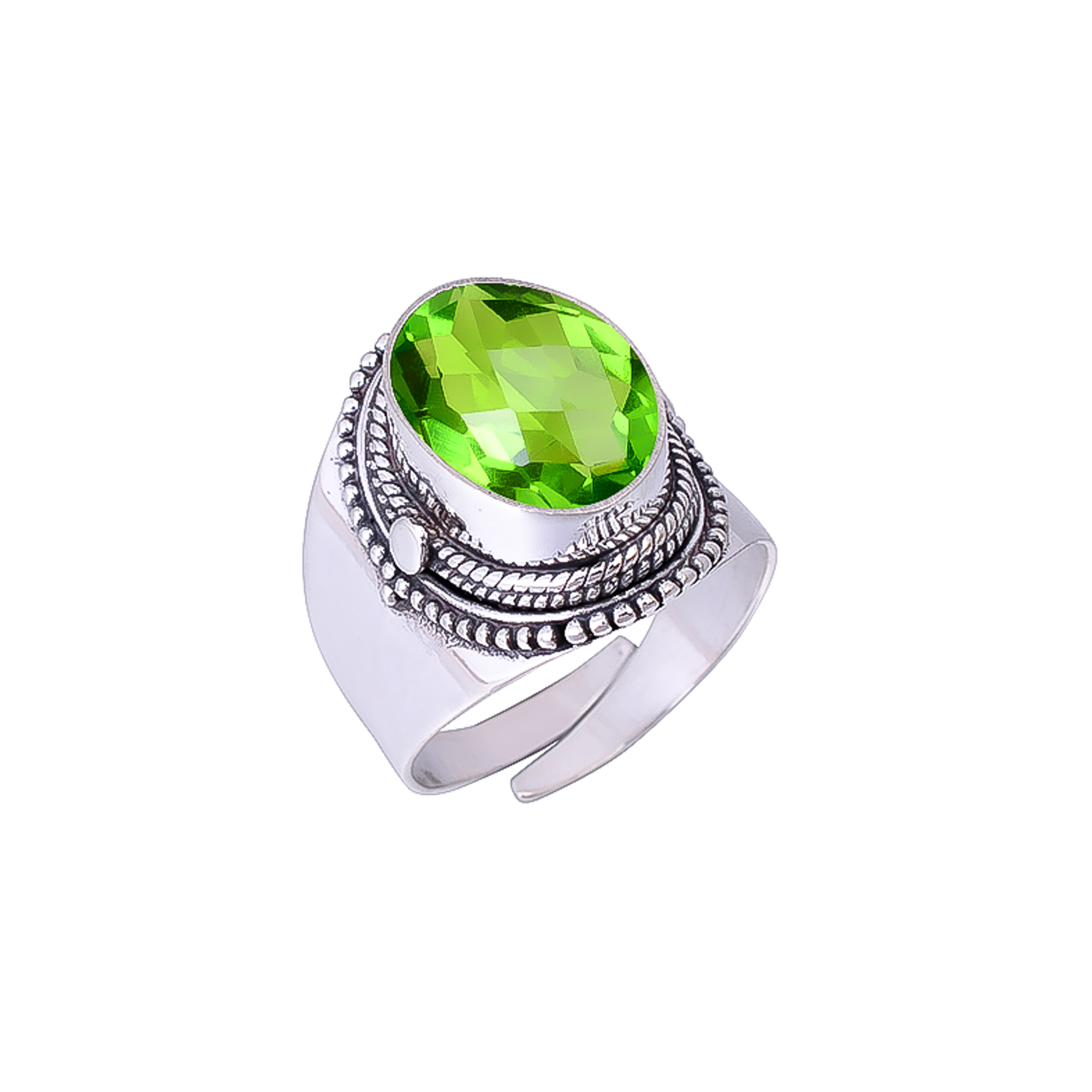 Peridot - Simulated 925 Sterling Silver Ring