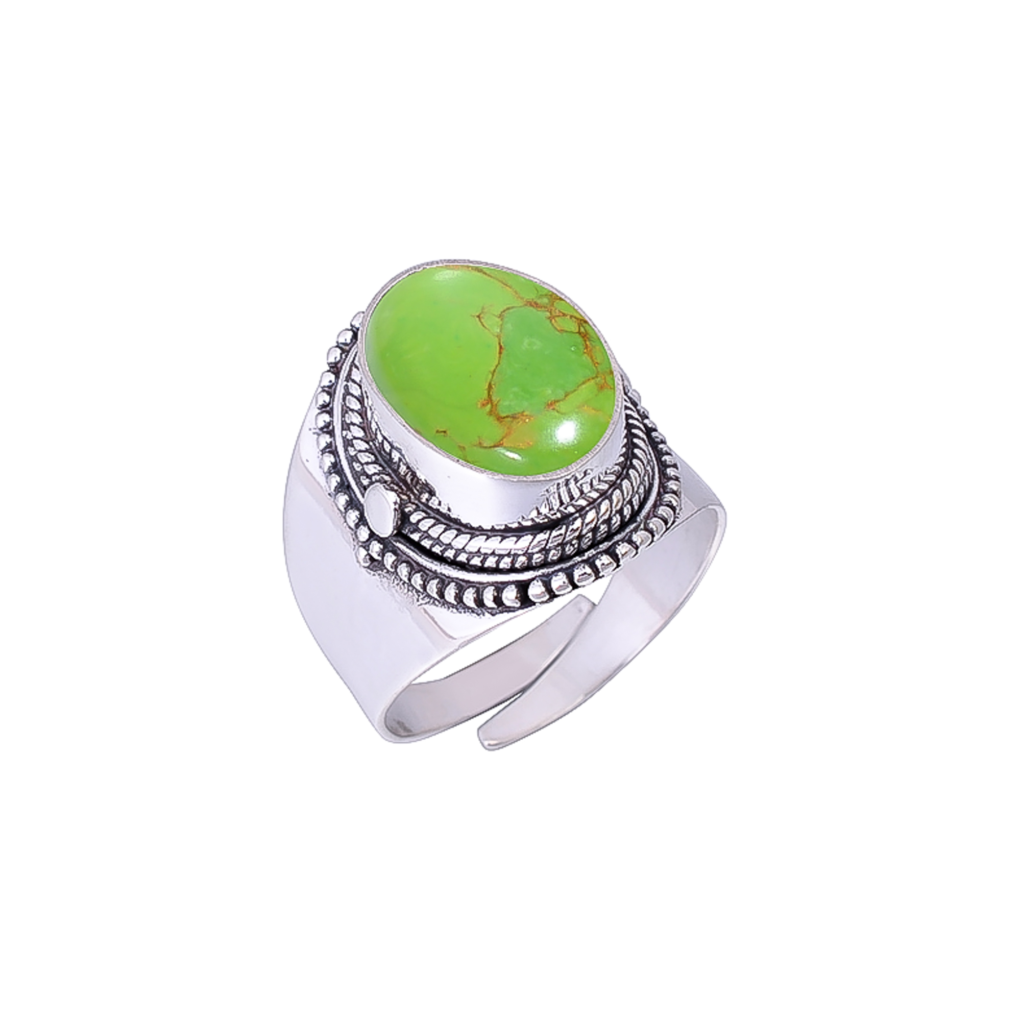 Copper Green Turquoise - Simulated 925 Sterling Silver Ring