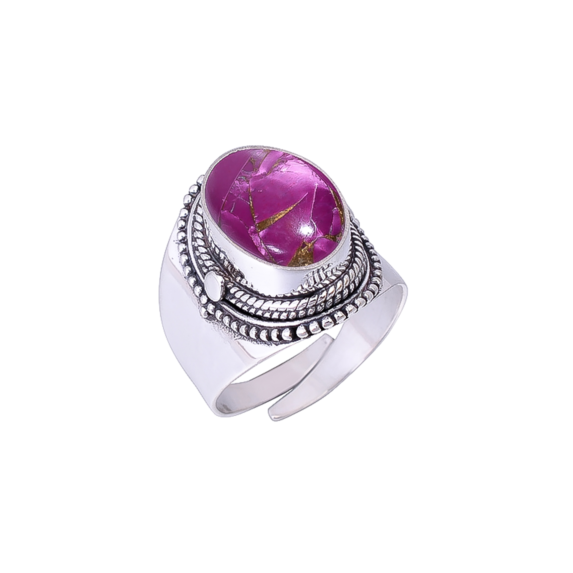 Copper Purple Turquoise 925 Sterling Silver Ring