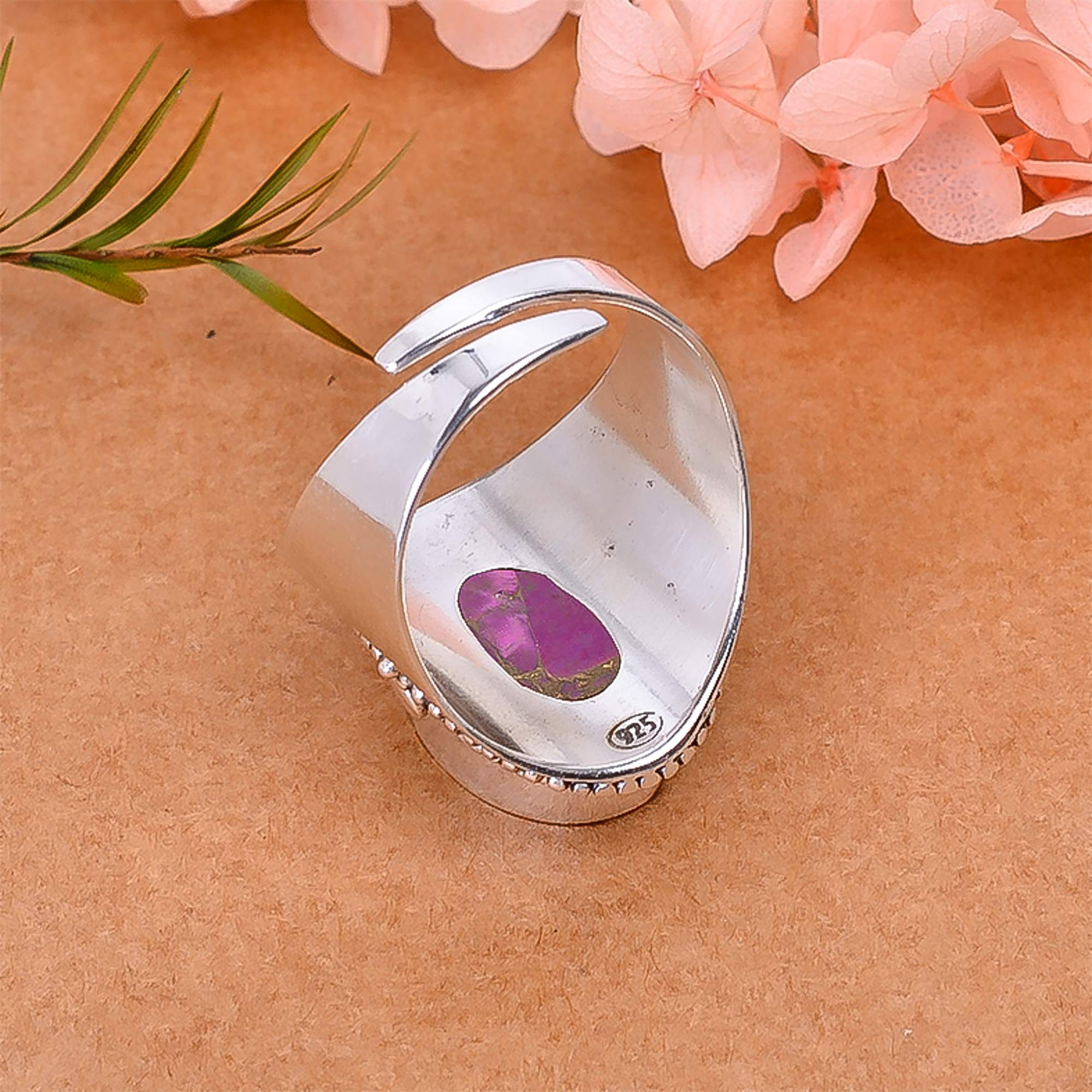 Copper Purple Turquoise 925 Sterling Silver Ring