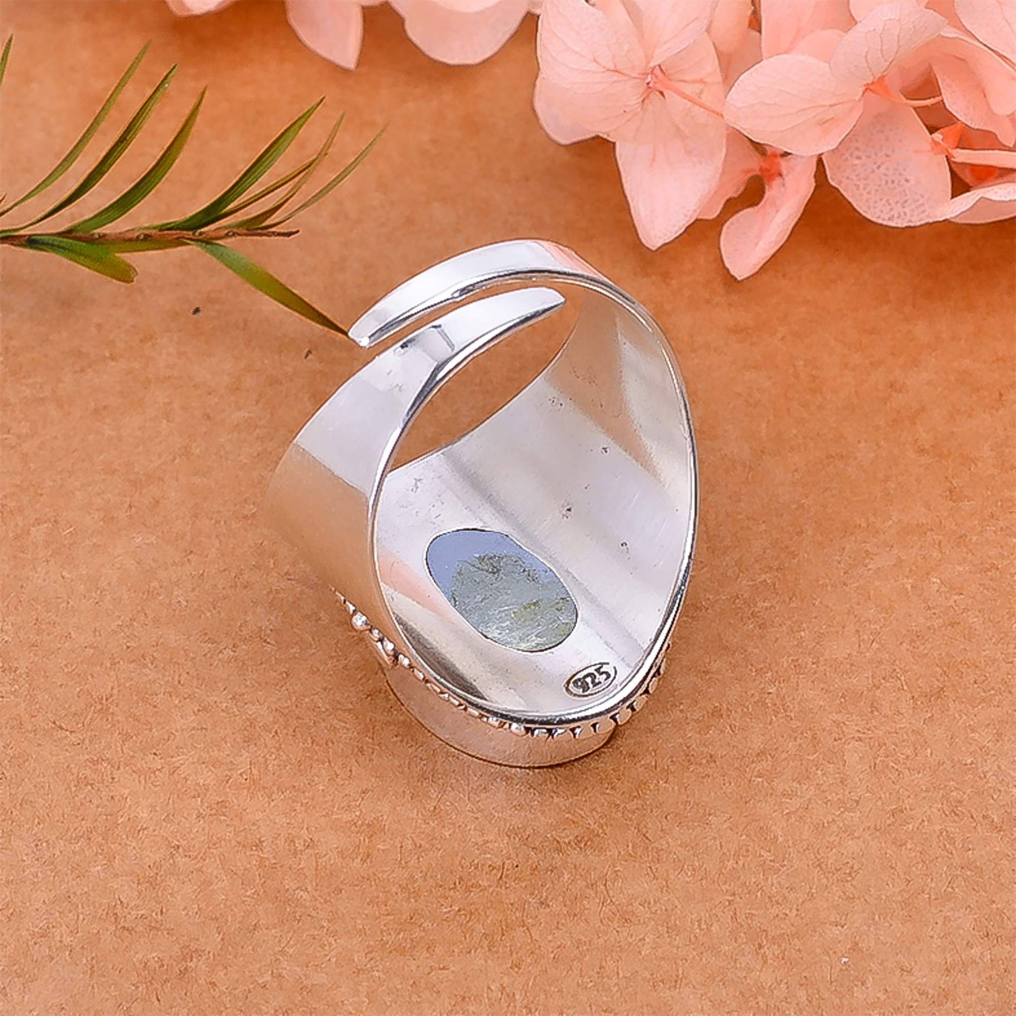 Electric Blue Titanium Agate Drusy 925 Sterling Silver Ring