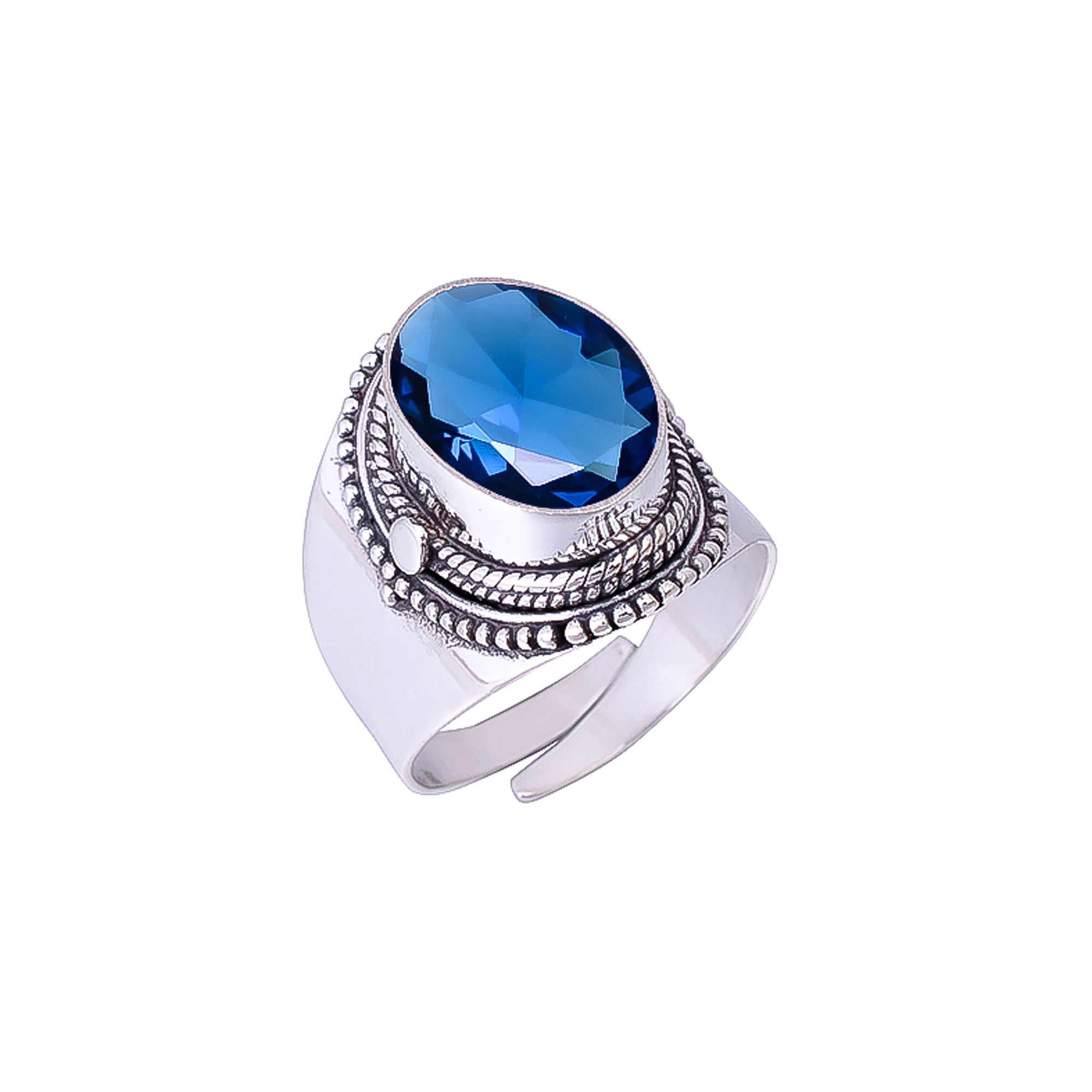 Blue Sapphire - Simulated 925 Sterling Silver Ring