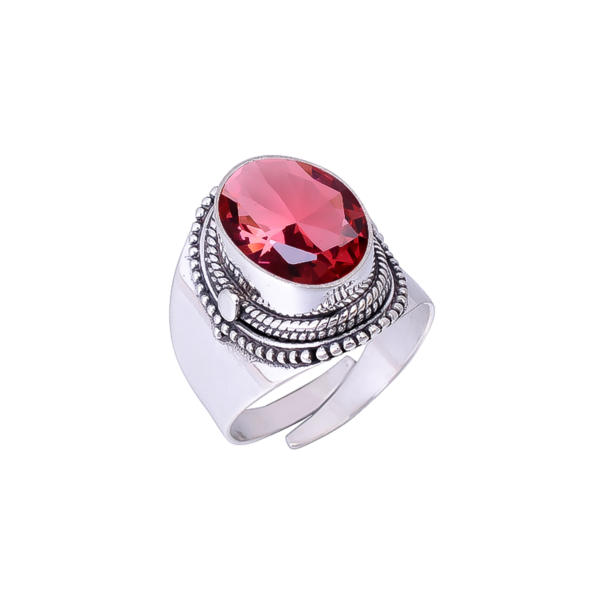 Pink Rubellite Tourmaline - Simulated 925 Sterling Silver Ring