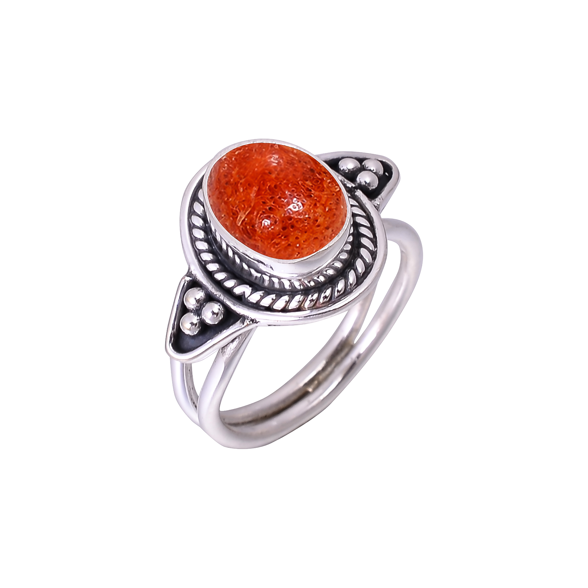 Sponge Coral  - Italy Designer  Handmade Oxidised 925 Sterling Silver Ring