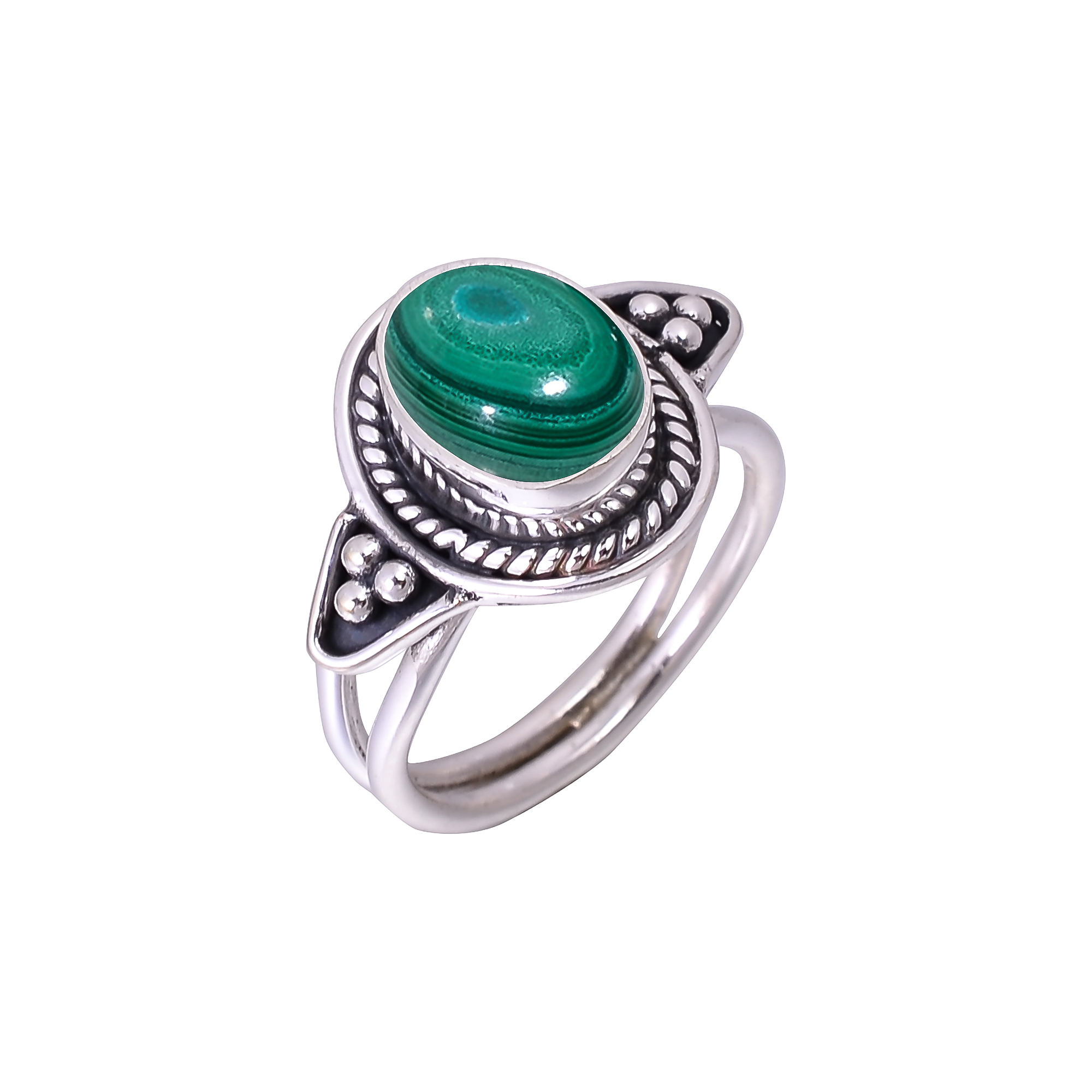 Malachite - Congo Designer  Handmade Oxidised 925 Sterling Silver Ring