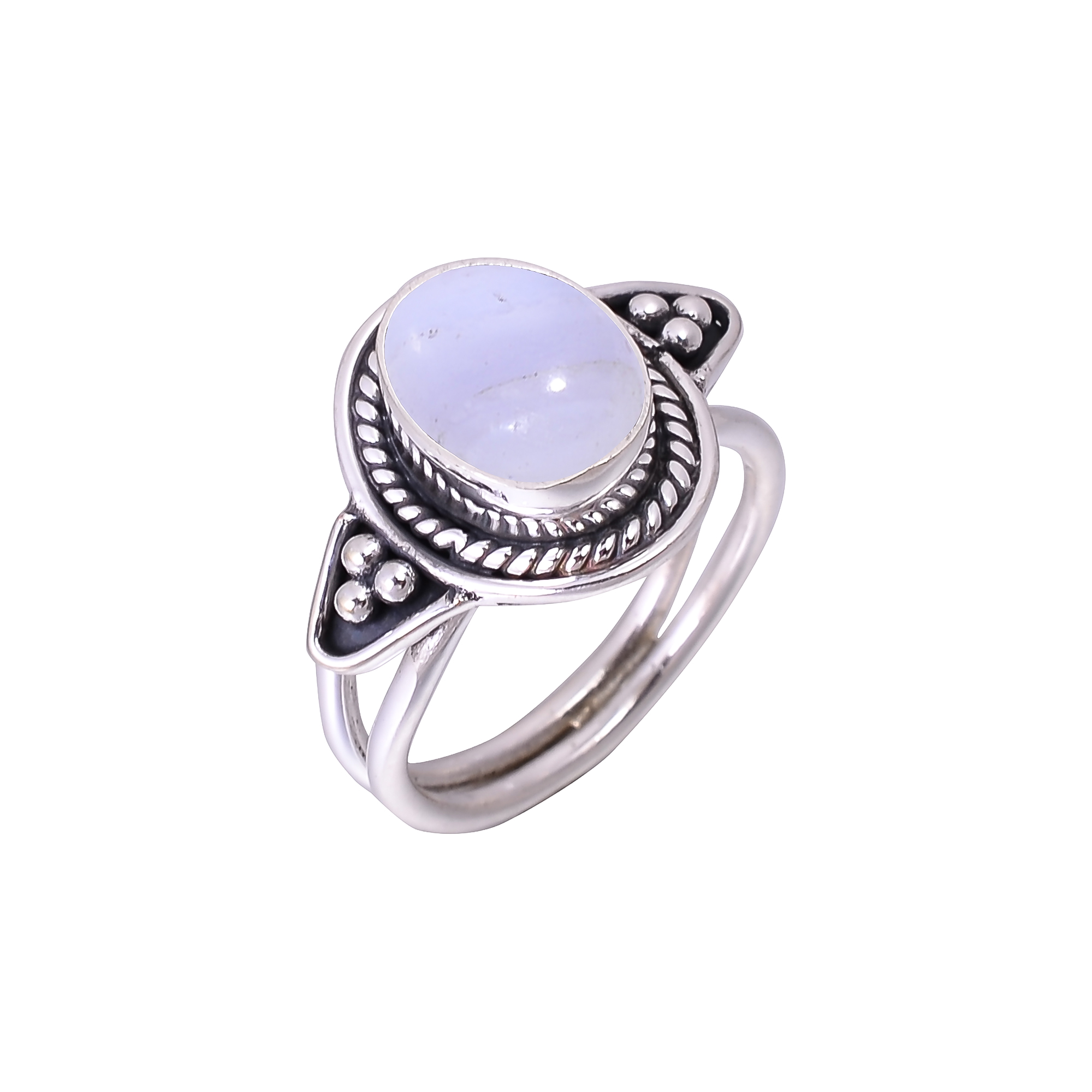 Blue Lace Agate - Namibia Designer  Handmade Oxidised 925 Sterling Silver Ring