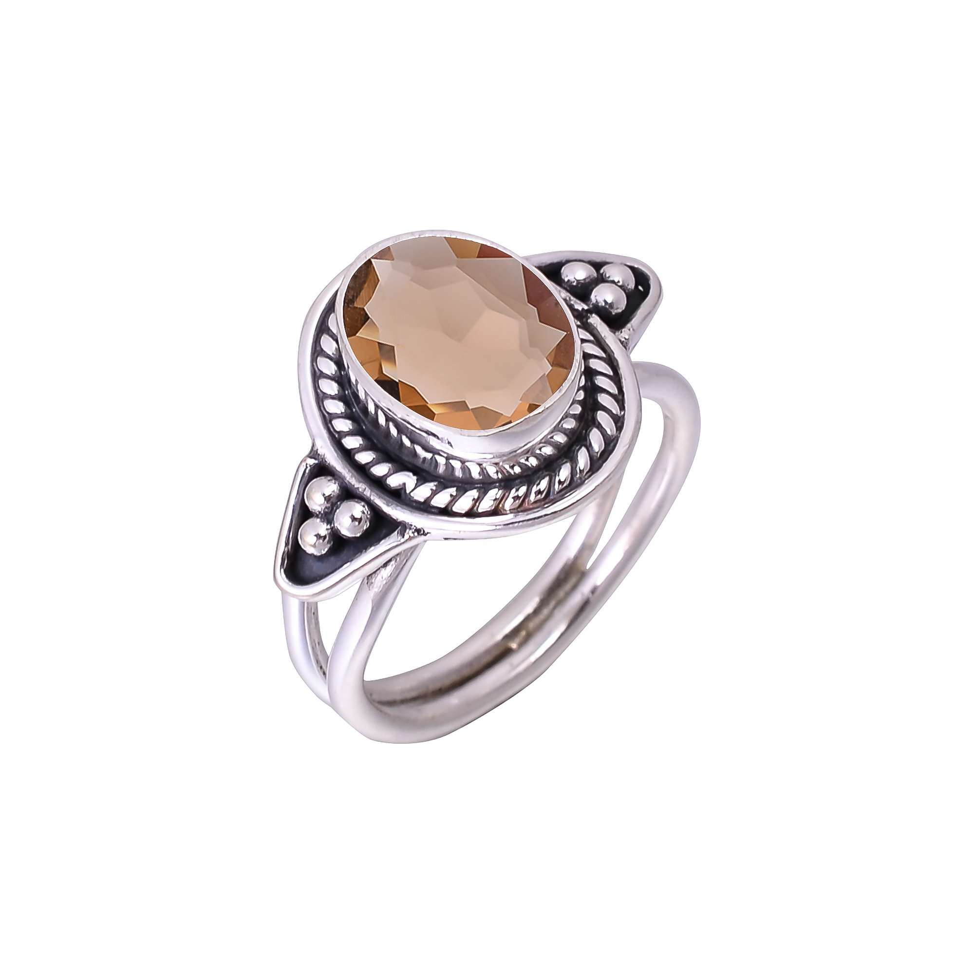 Smokey - Simulated Designer  Handmade Oxidised 925 Sterling Silver Ring
