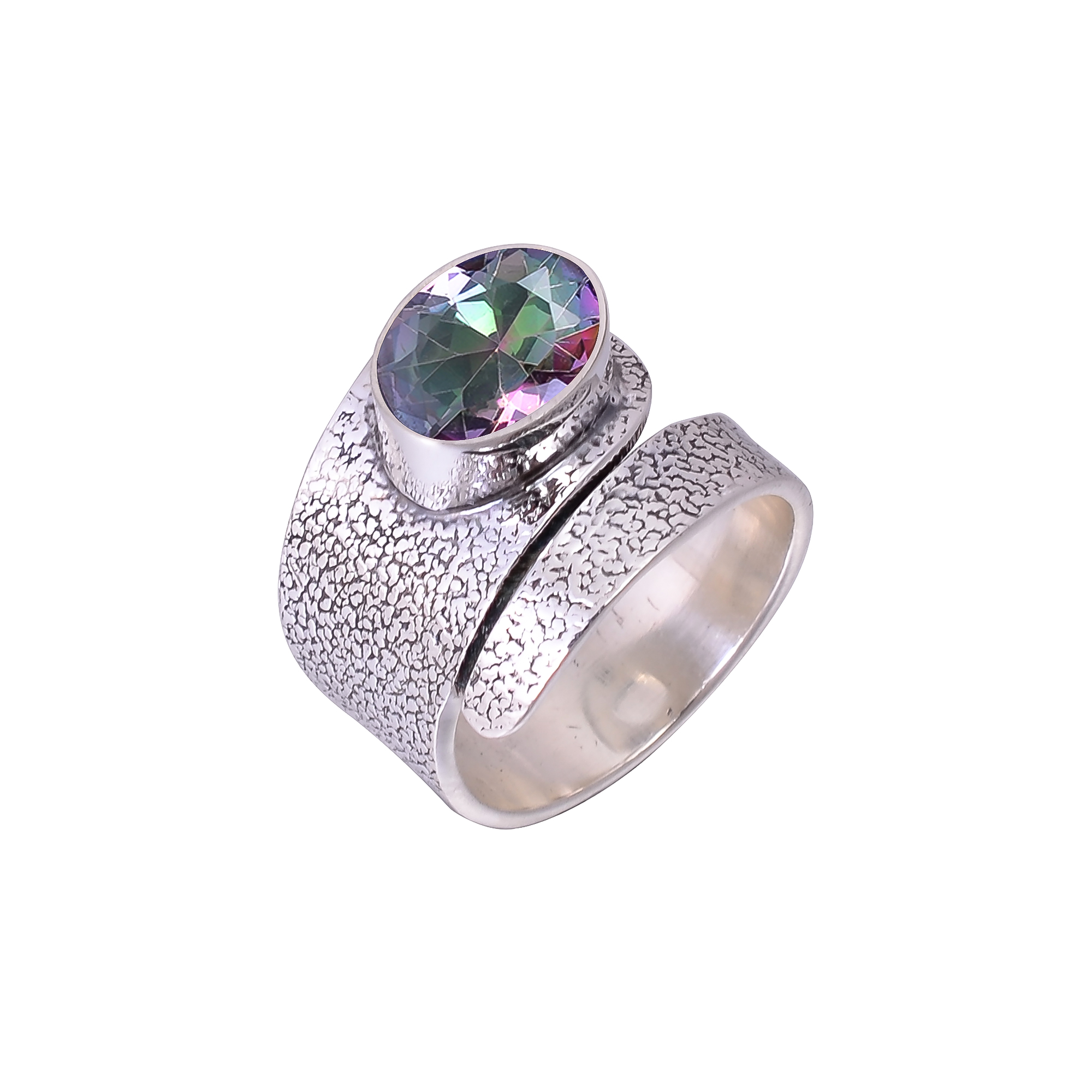 Rainbow Mystic Fire Topaz - Simulated 925 Sterling Silver Ring