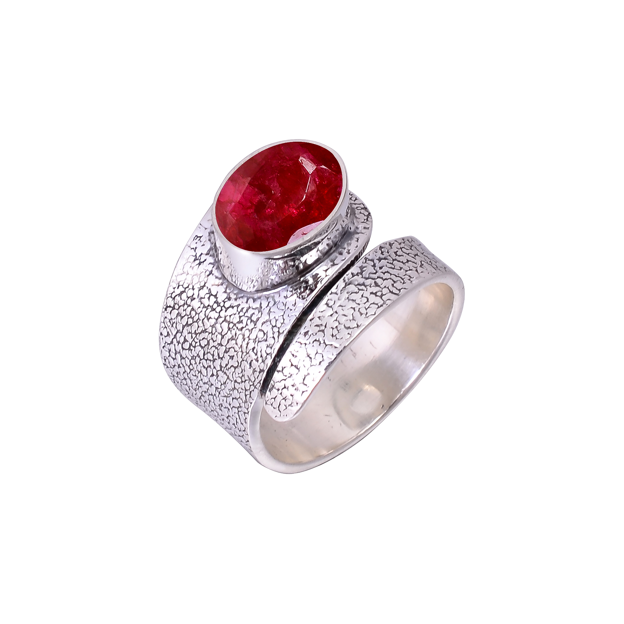 Ruby - Dyed Quartz 925 Sterling Silver Ring
